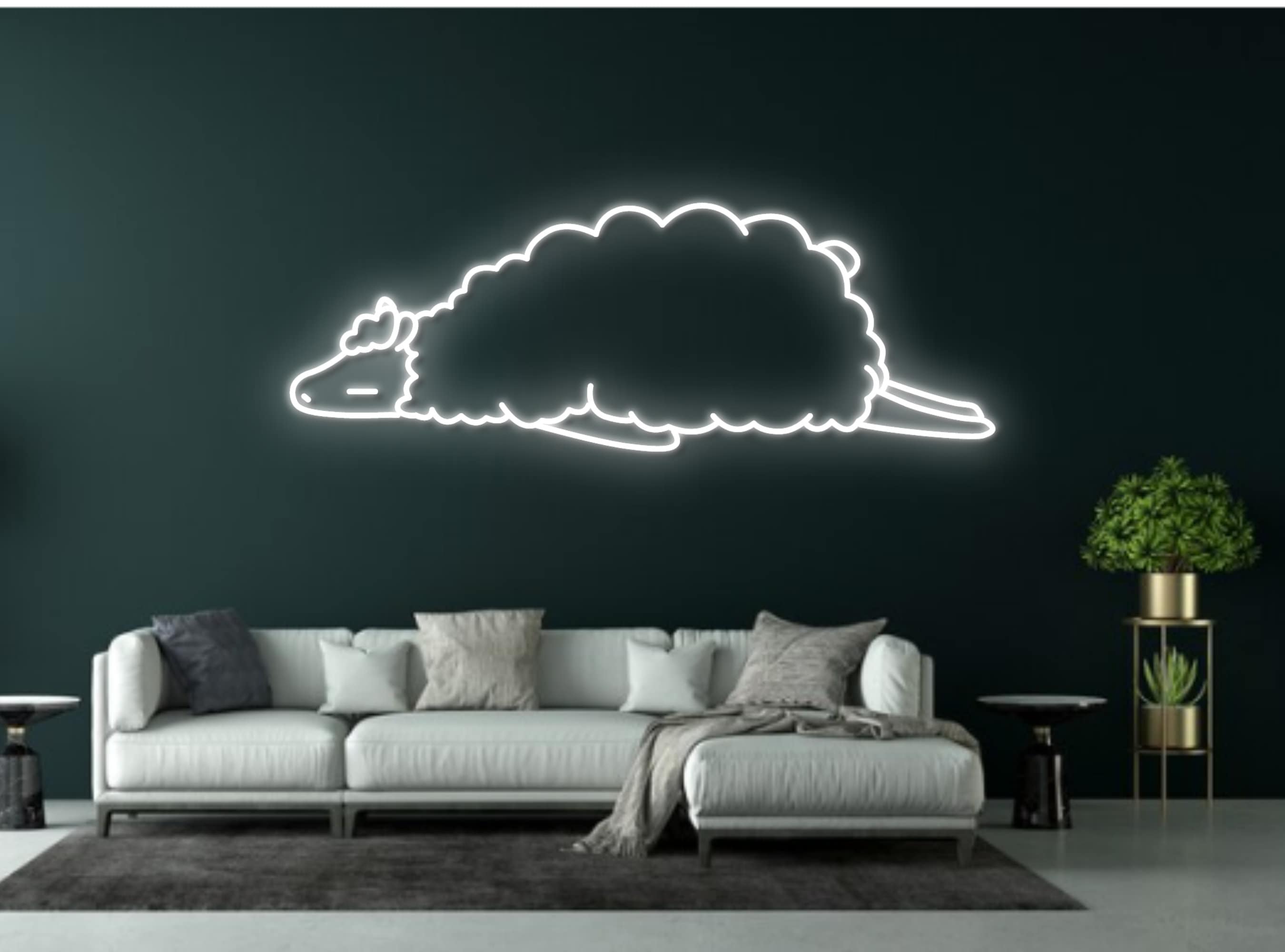 Lazy Sheep Lying Neon Sign Bedroom Decor