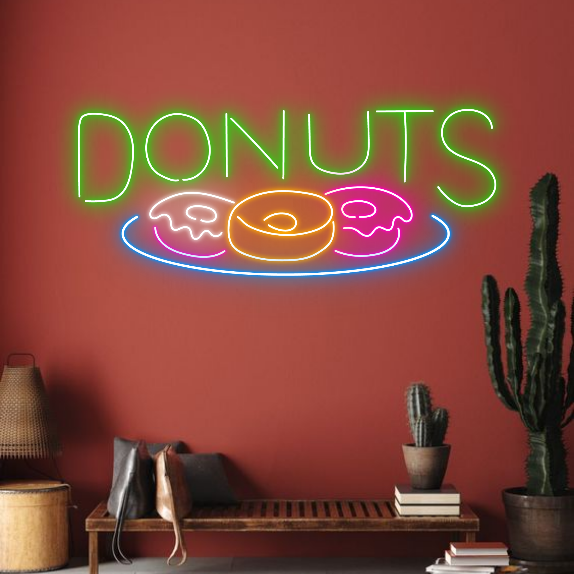 Donut Plate Neon Sign Bakery Donut Store Wall Art Decor