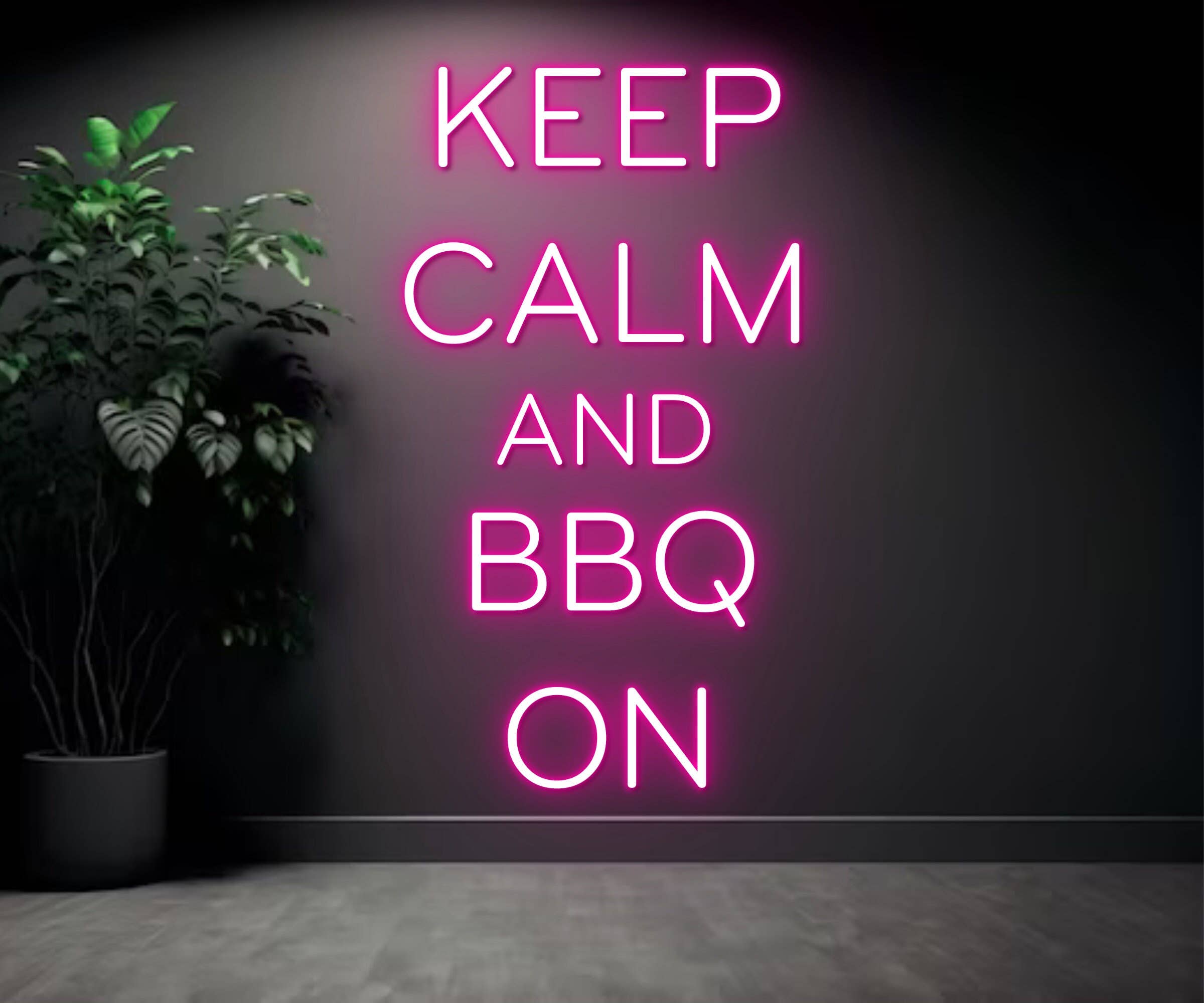 Keep Calm And BBQ On Neon Sign BBQ Restaurant Decor