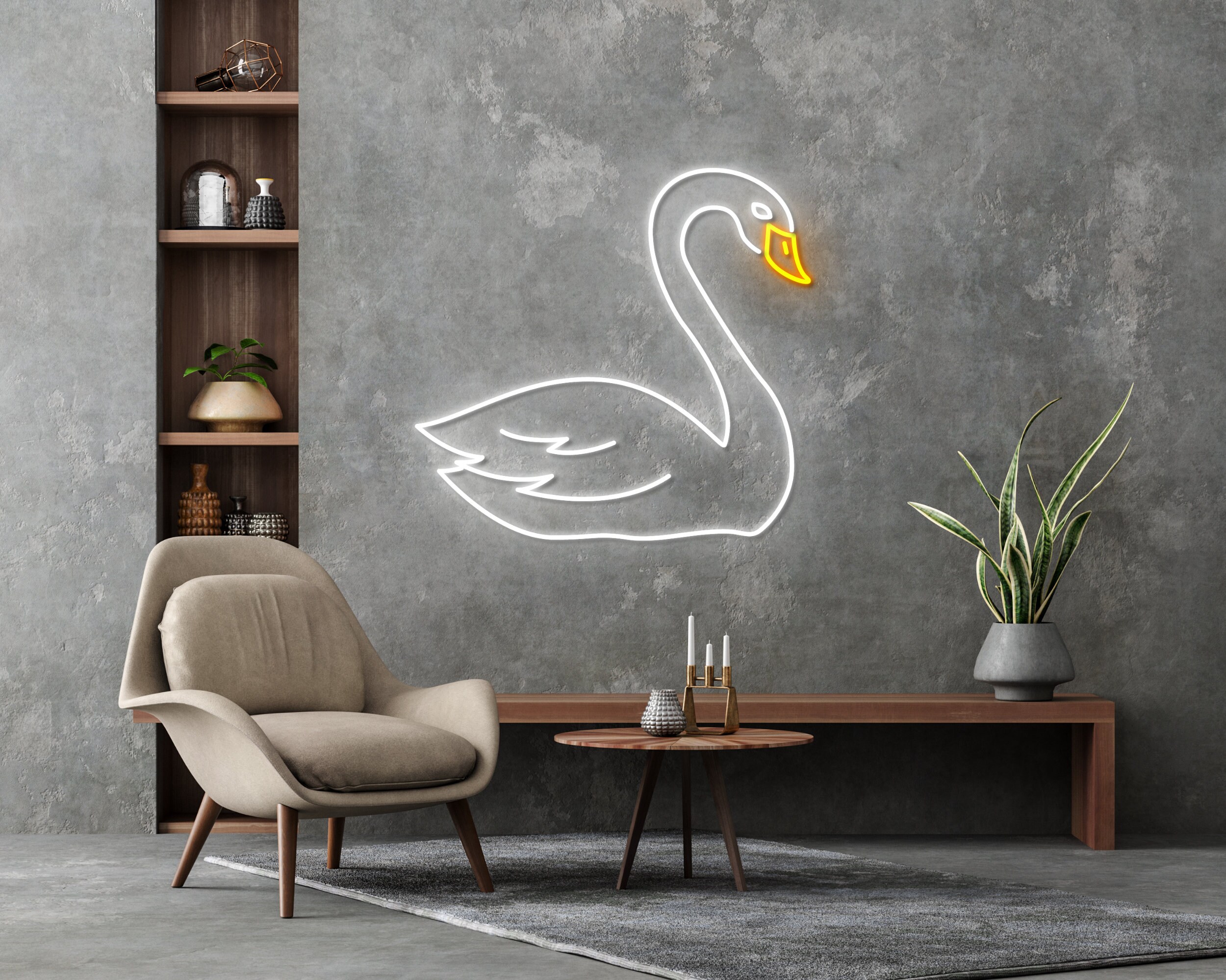 Swan Swimming Neon Sign