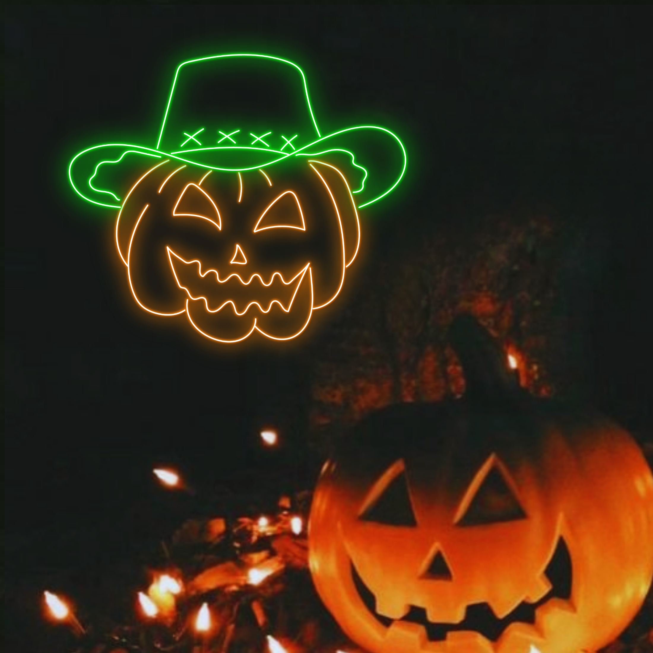 Pumpkin Hat Neon Signs Halloween Long-lasting Light Decor