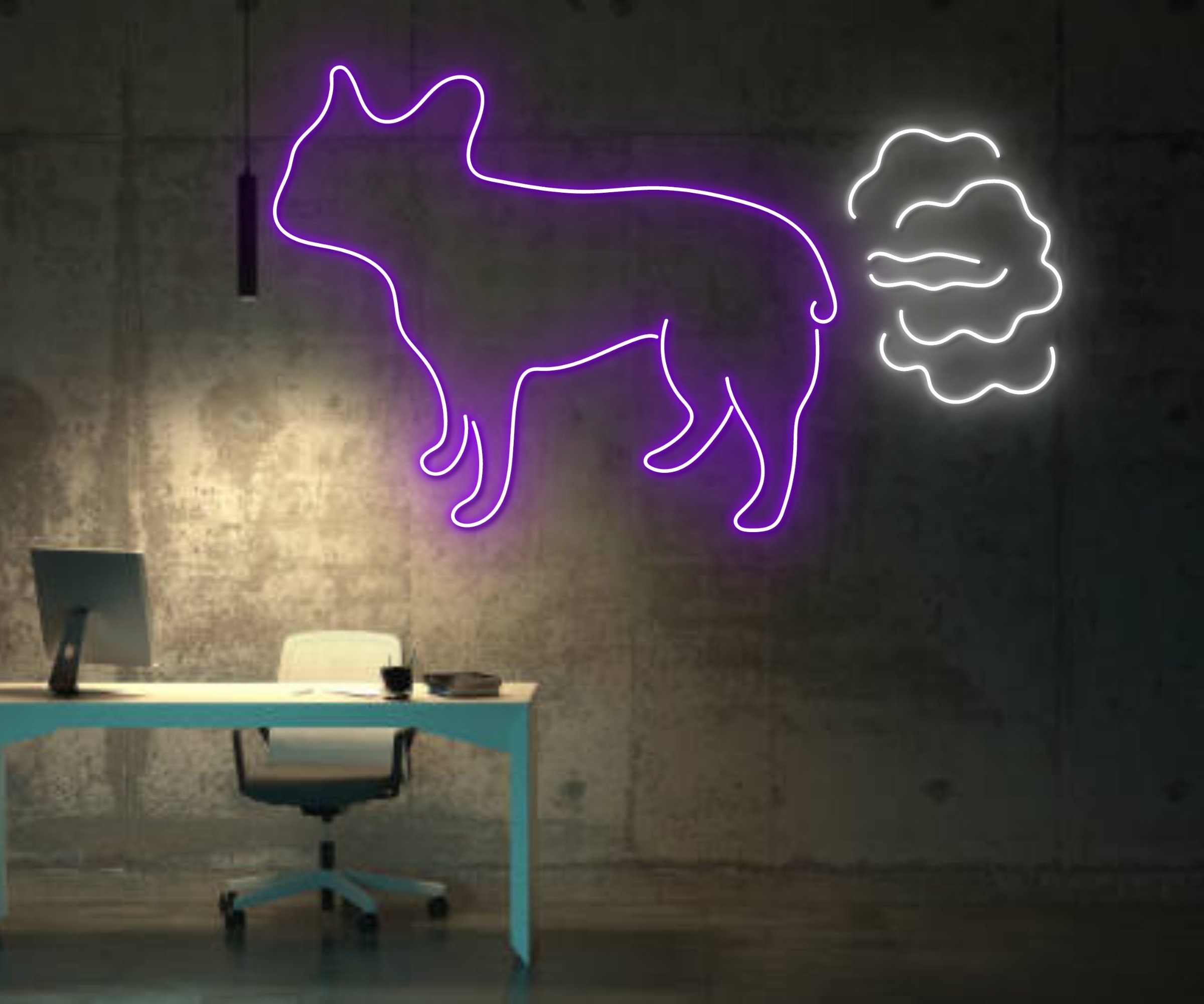 Farting Pug French Bulldog Neon Sign Decor Gift