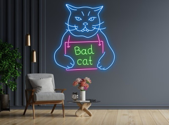 Prison Cat Portrait Jailed Cat Neon Sign