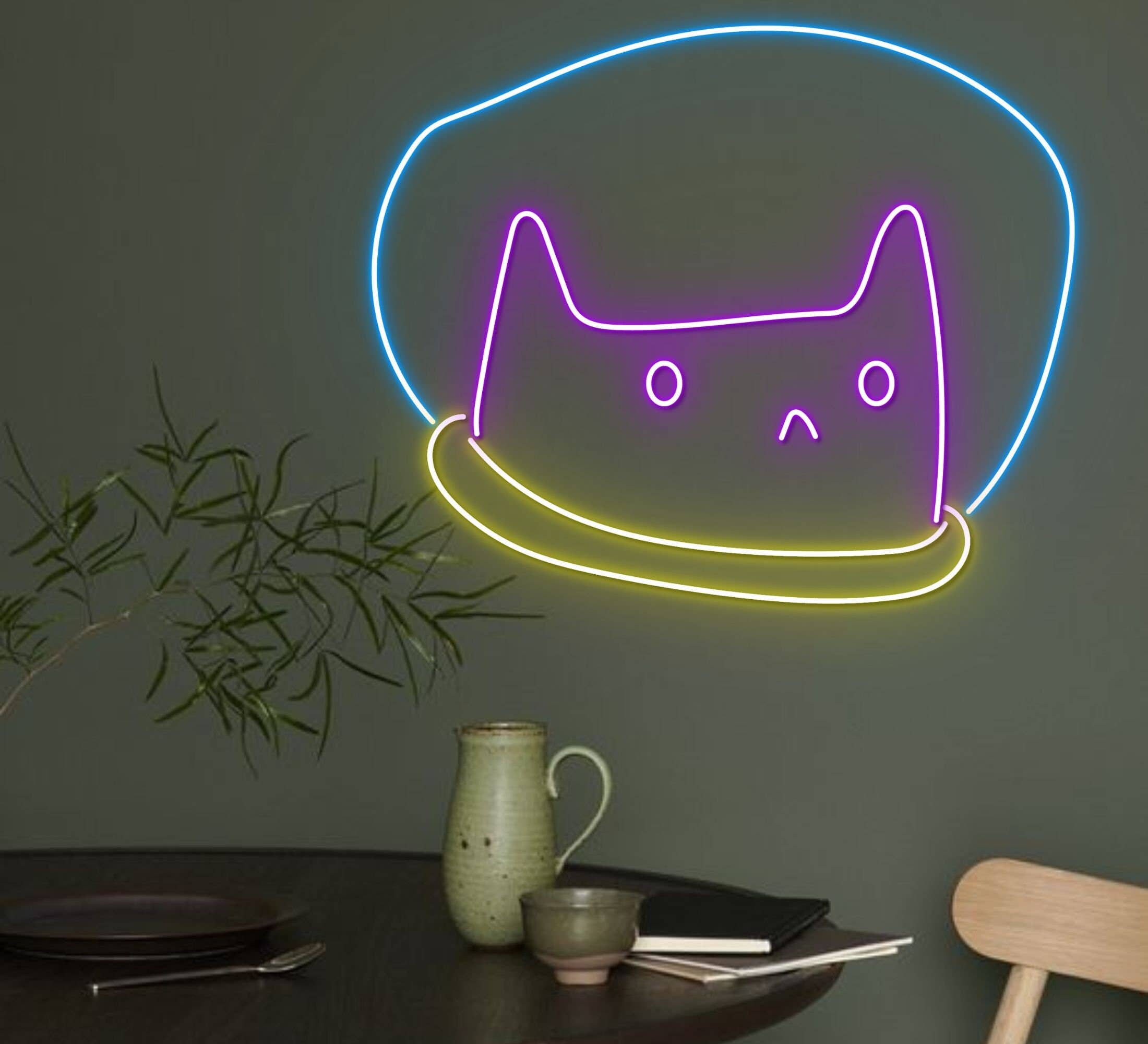 Cat Space Boi Neon Sign Animal Decor for Kids