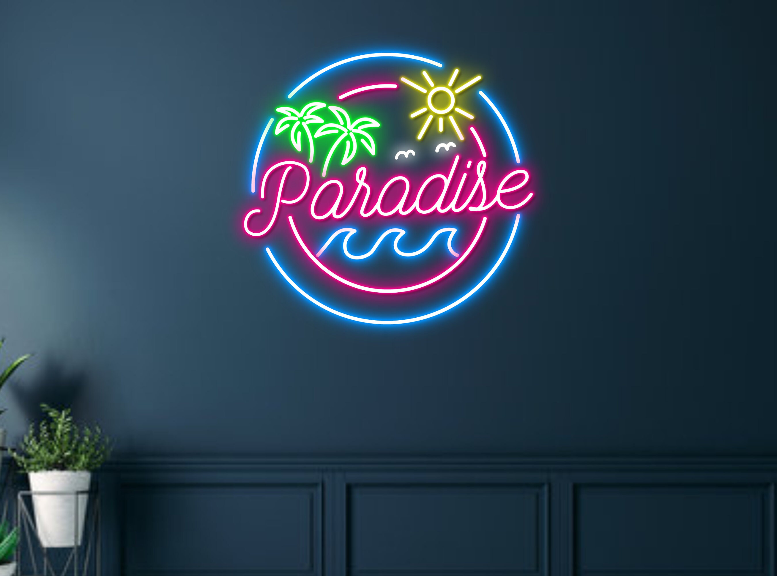 Paradise Beach View Neon Sign