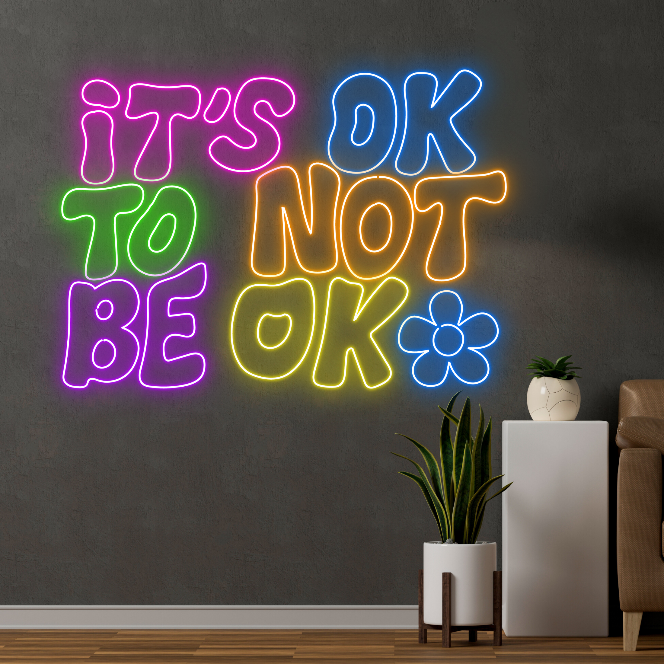 It's Ok To Not Be Ok Neon Sign Long-lasting Lights Decor