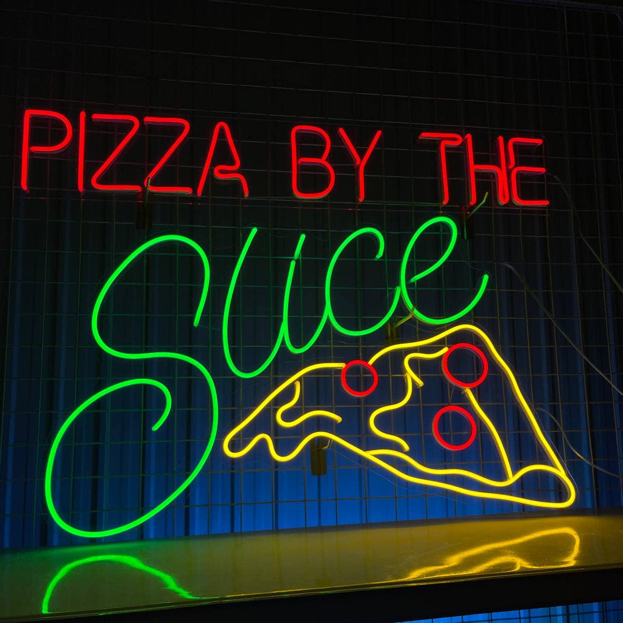 Pizza By The Slide Neon Sign Decor Pizza Restaurant Decor