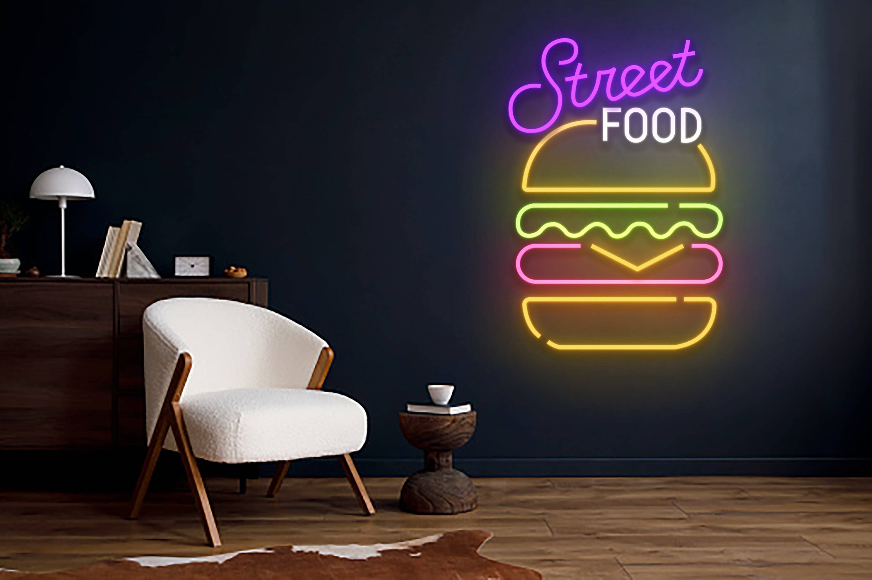 Street Food Neon Sign Fast Food Welcome Signboard