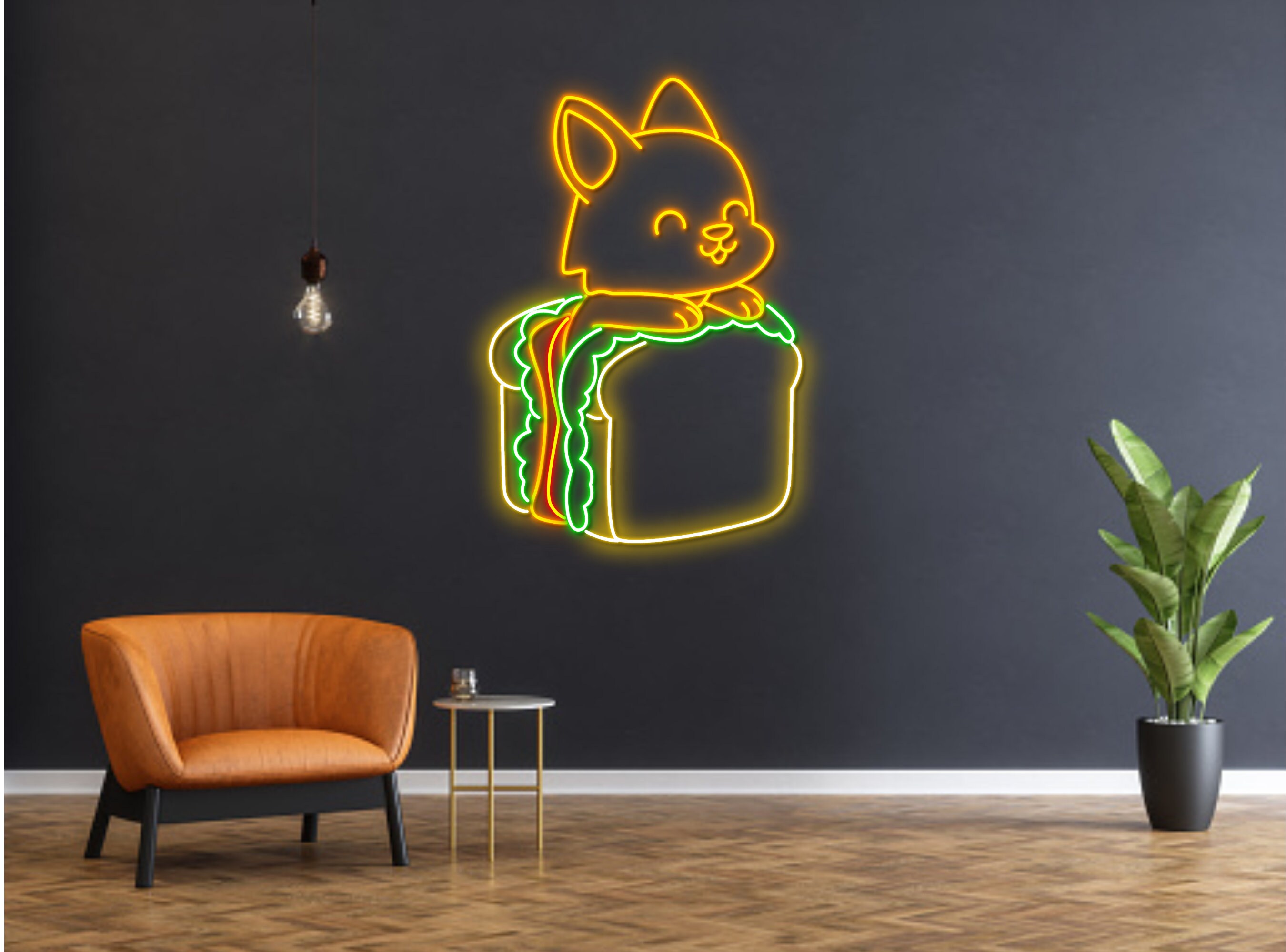 Chibi Dog In Sandwich Neon Sign