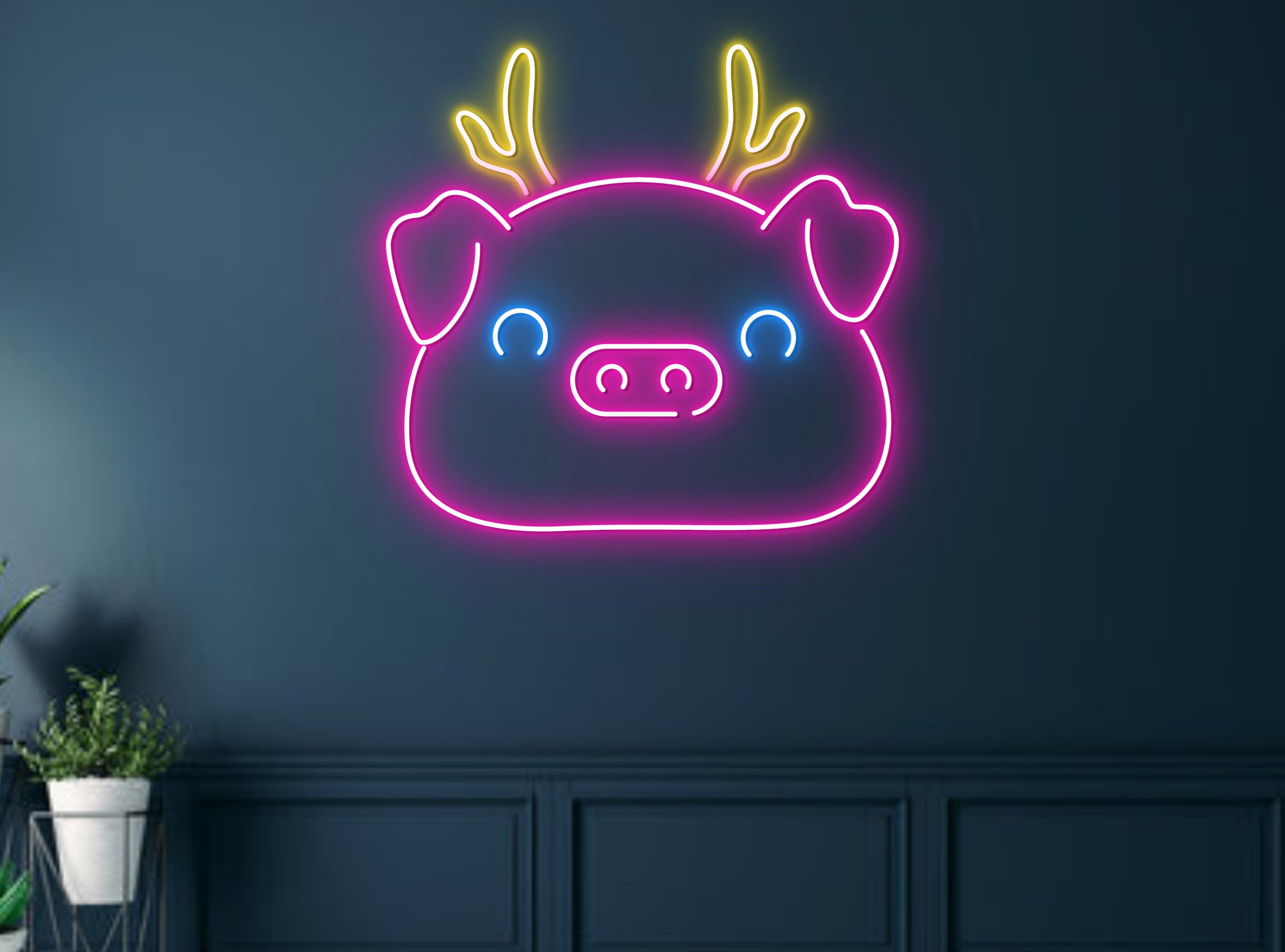 Pig Line Art Neon Signs Decoration Gift Wall Hanging Gift