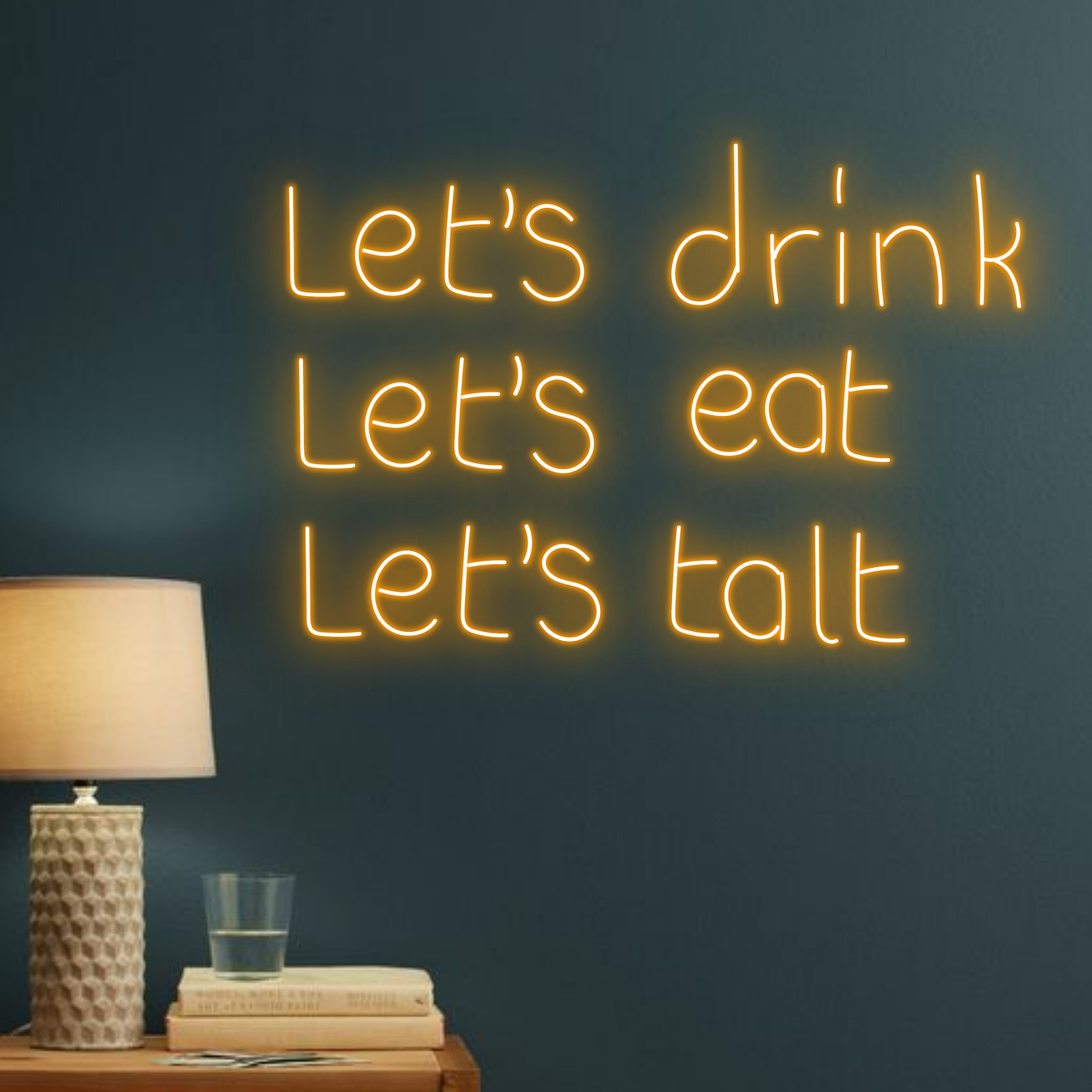 Let's Drink Let's Eat Let'sTalk Neon Sign Wall Art Decor