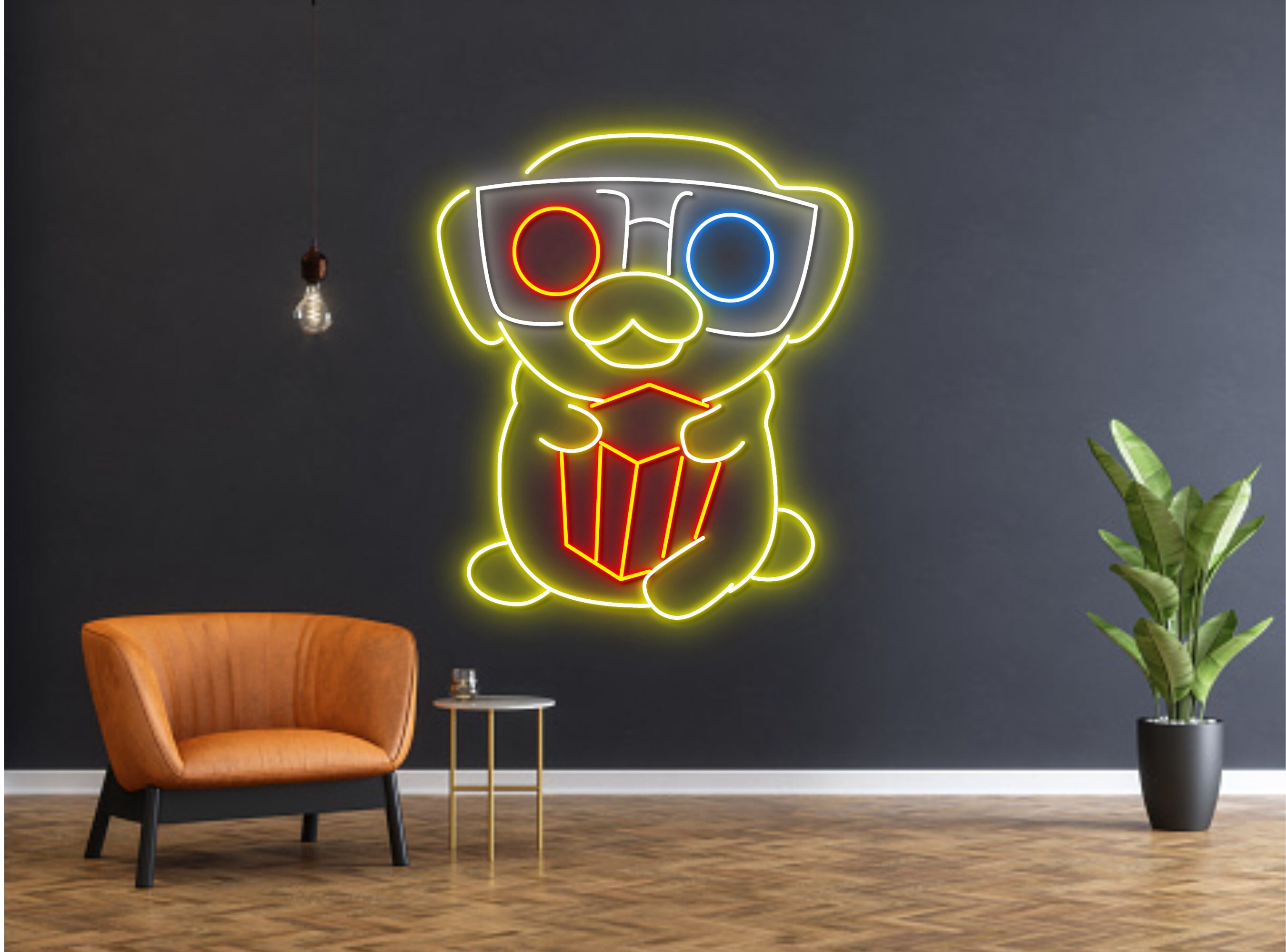 Pug Dog Watch Cinema Neon Sign