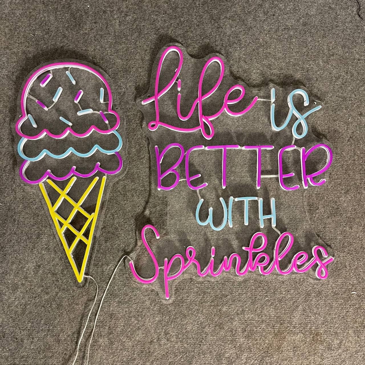 Life Is Better With Sprinkles Neon Sign Ice Cream Decor