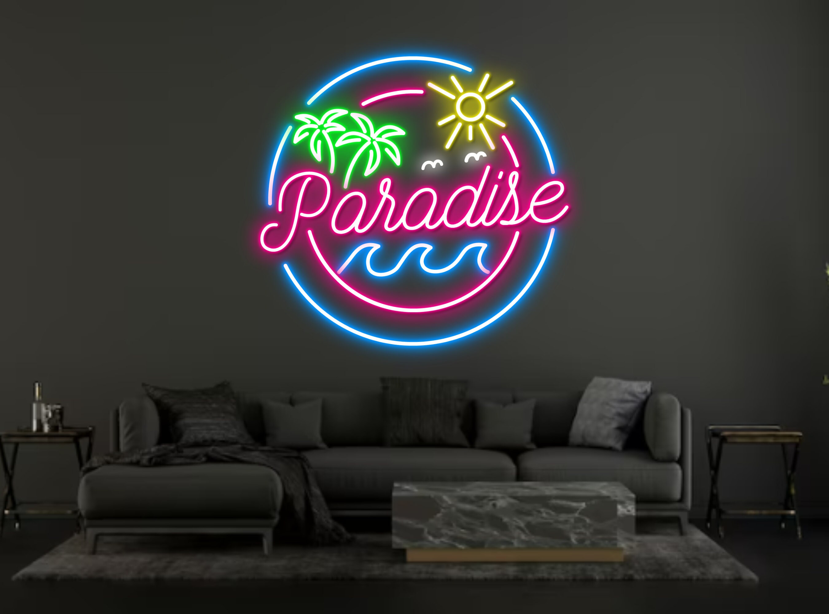 Paradise Beach View Neon Sign