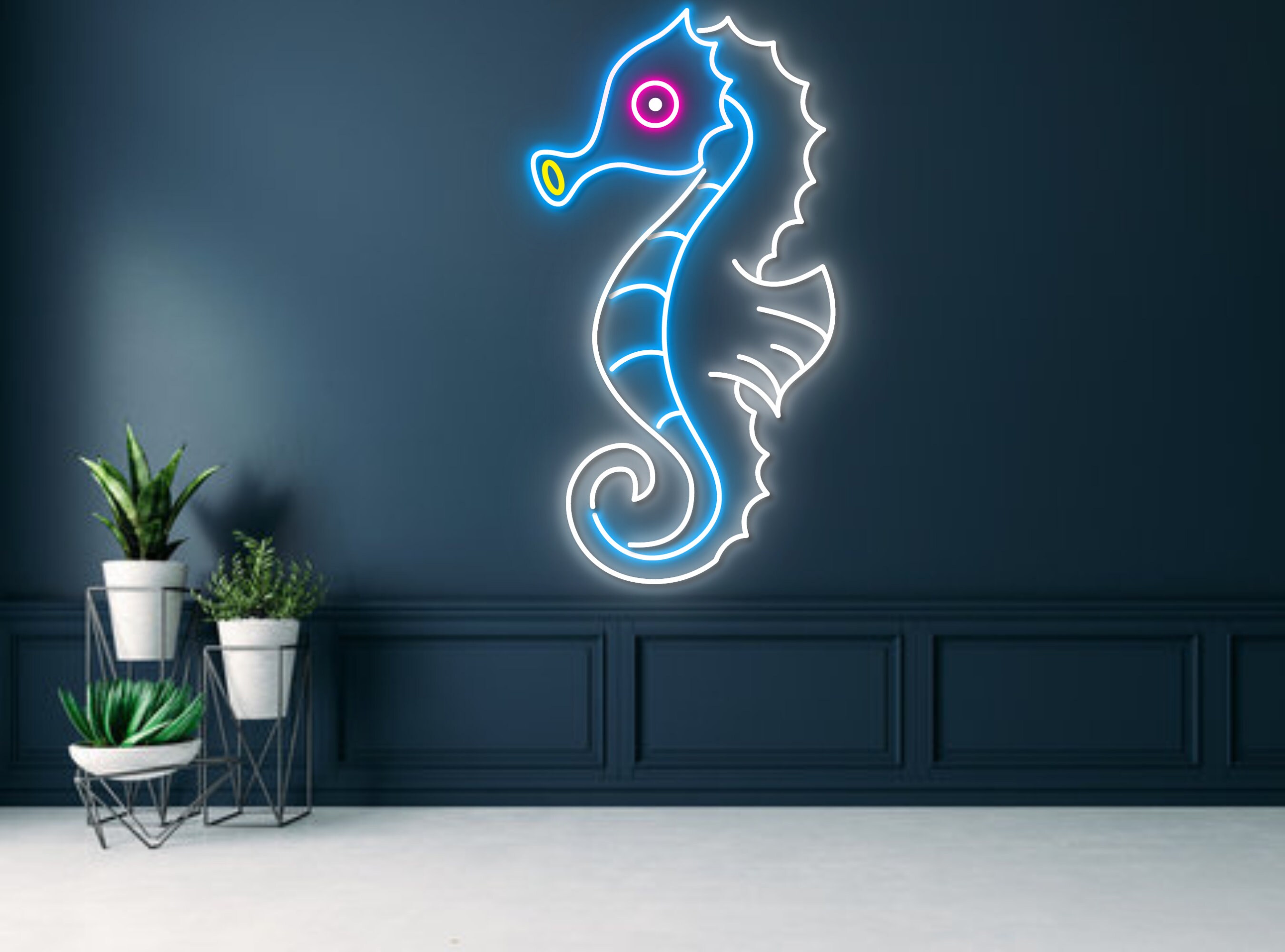 Colorful Seahorse Line Art Neon Signs