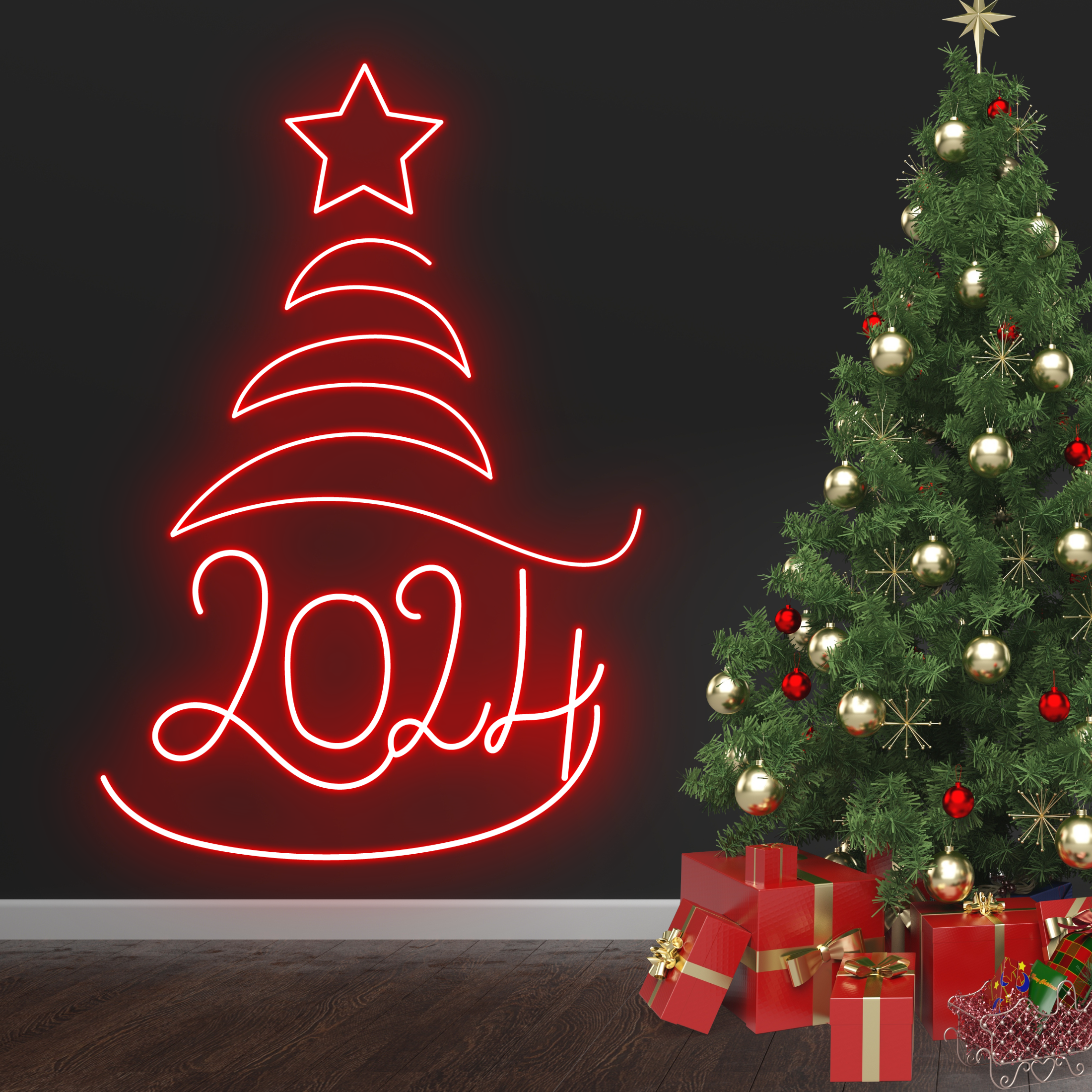 Christmas Tree 2024 Neon Signs Christmas and New Year Decor