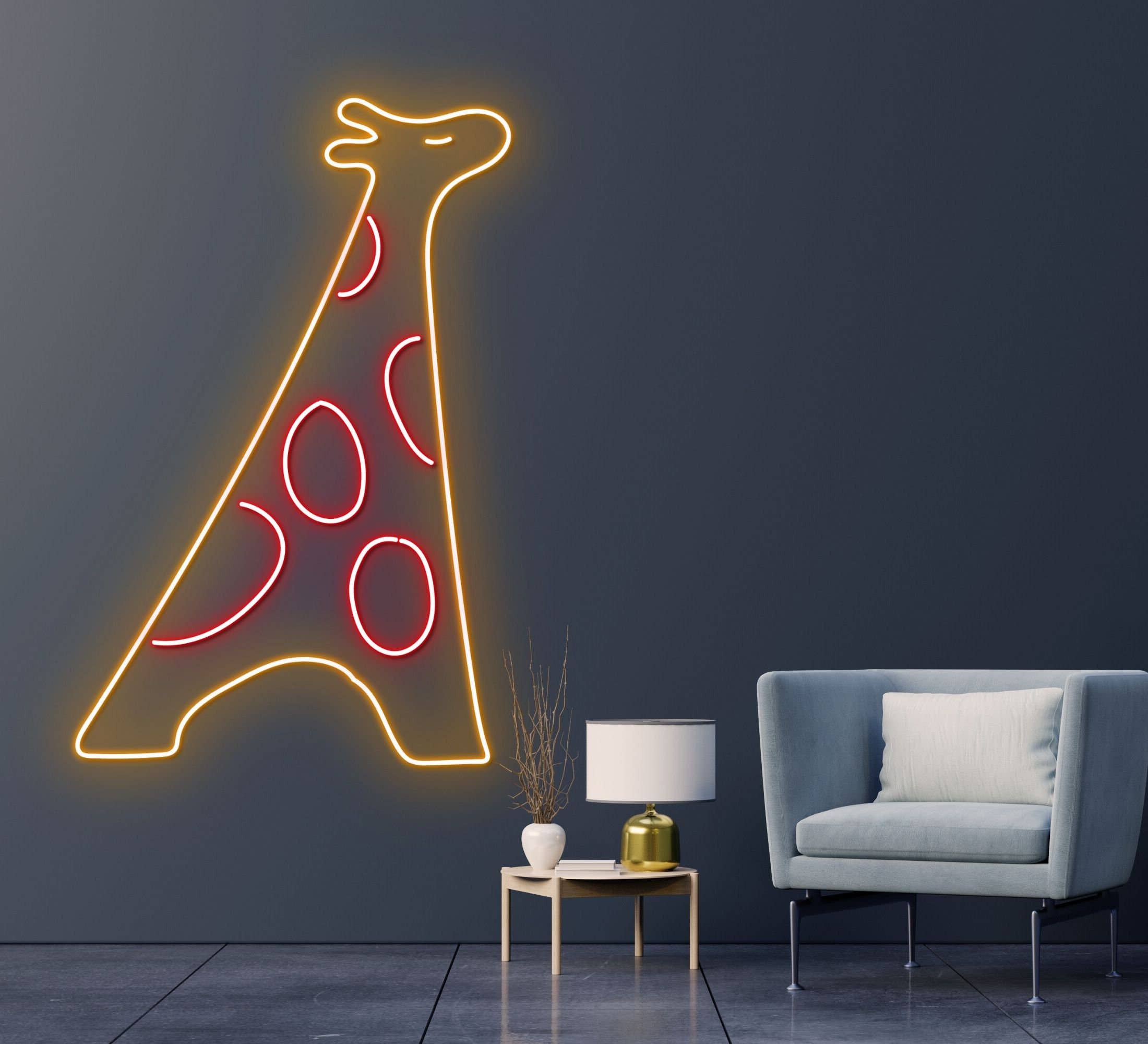 Giraffe With Pizza Neon Sign Kitchen Restaurant Decor