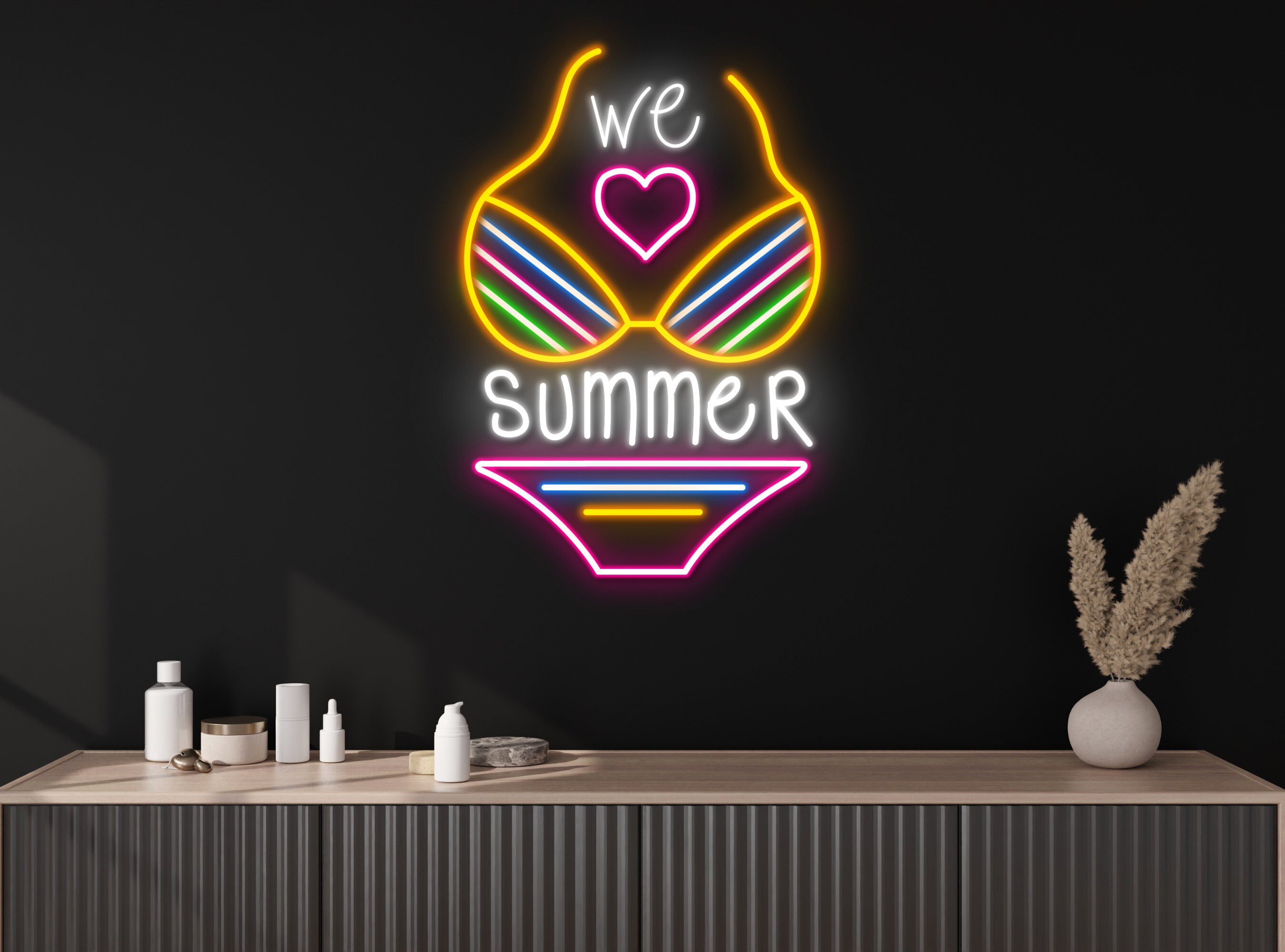 Summer Sexy Bikini Line Art Woman Neon Sign