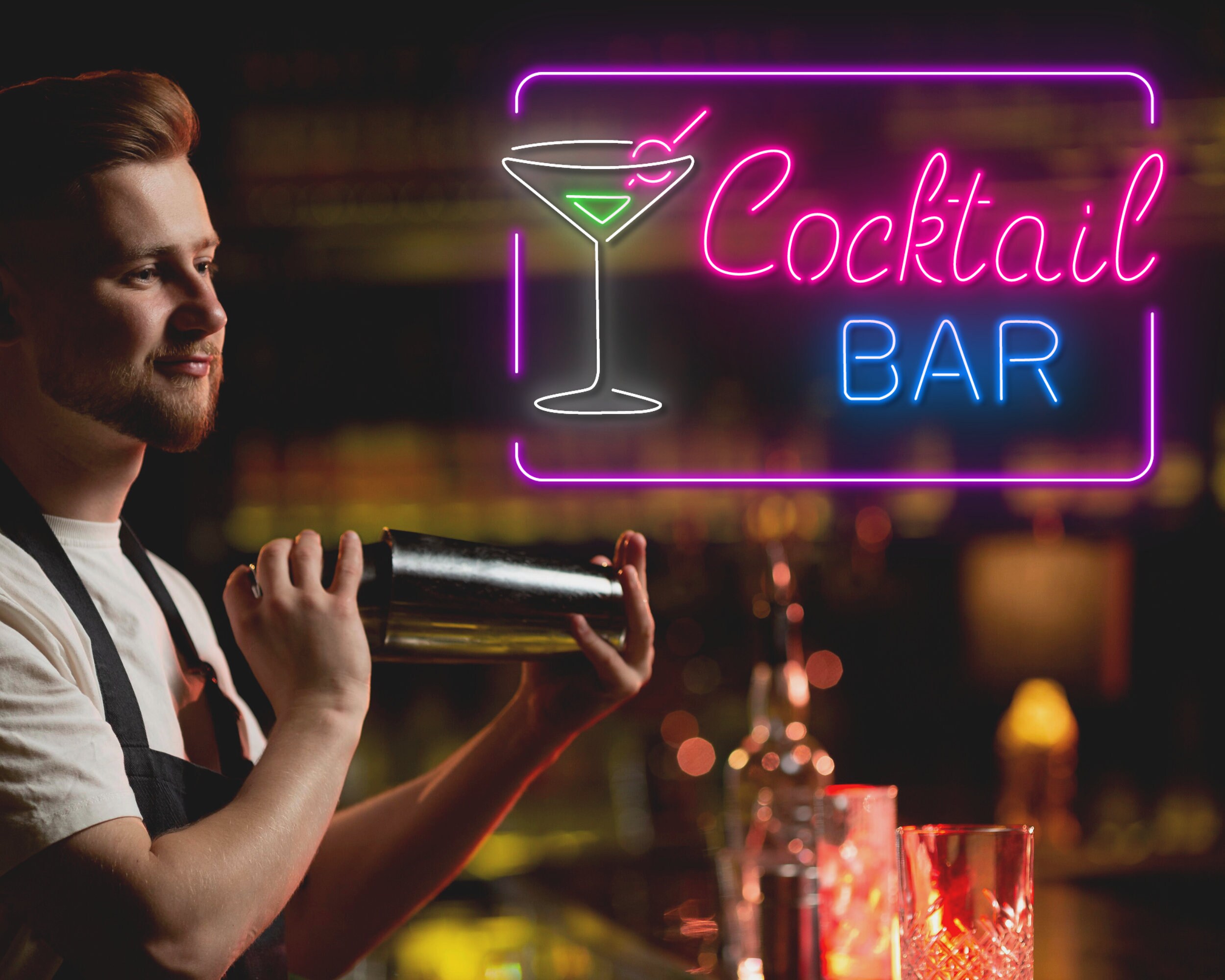 Cocktails Cup Bar Pub Neon Signs