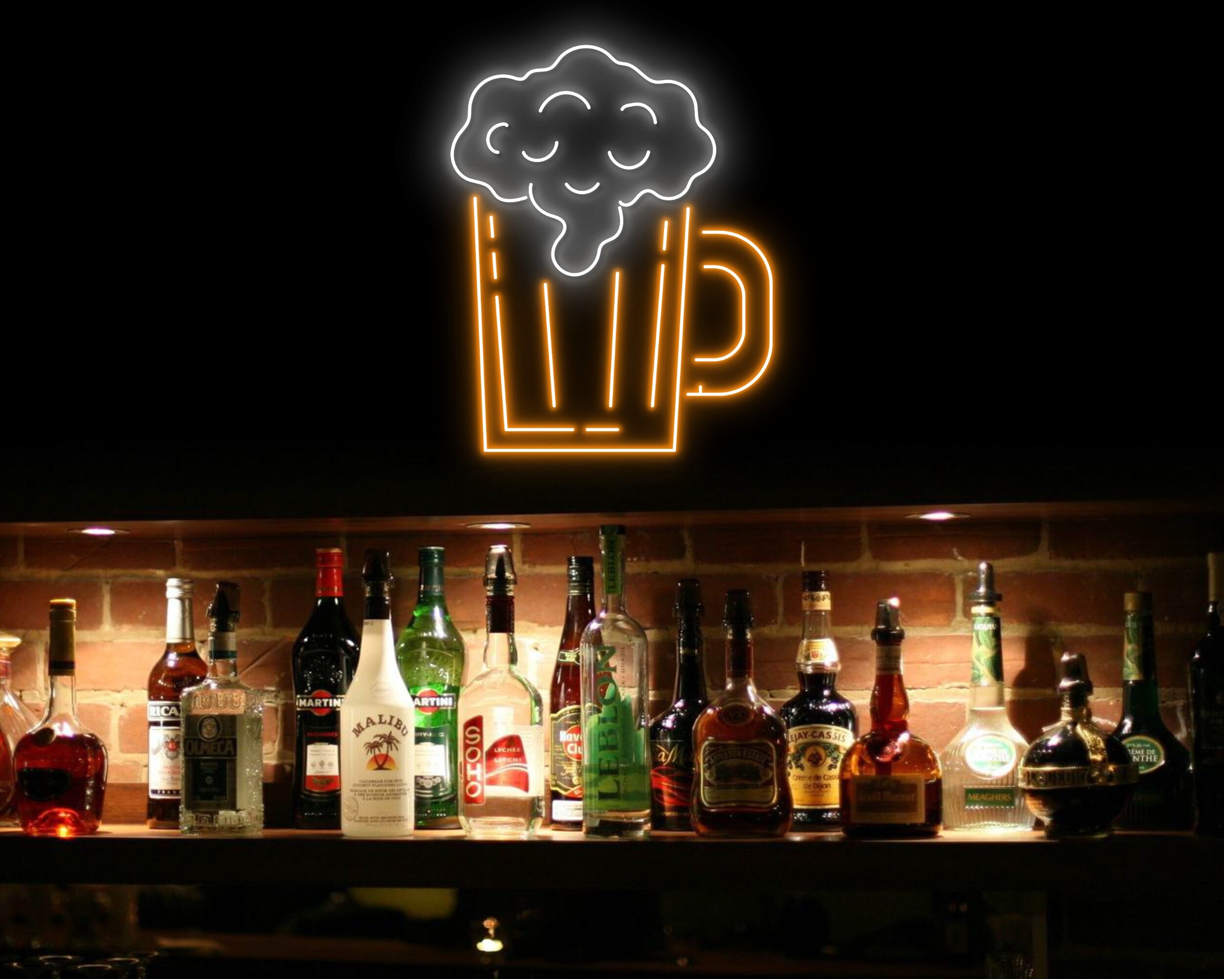 Beer Bottle Glass Foam Neon Sign Wall Decor