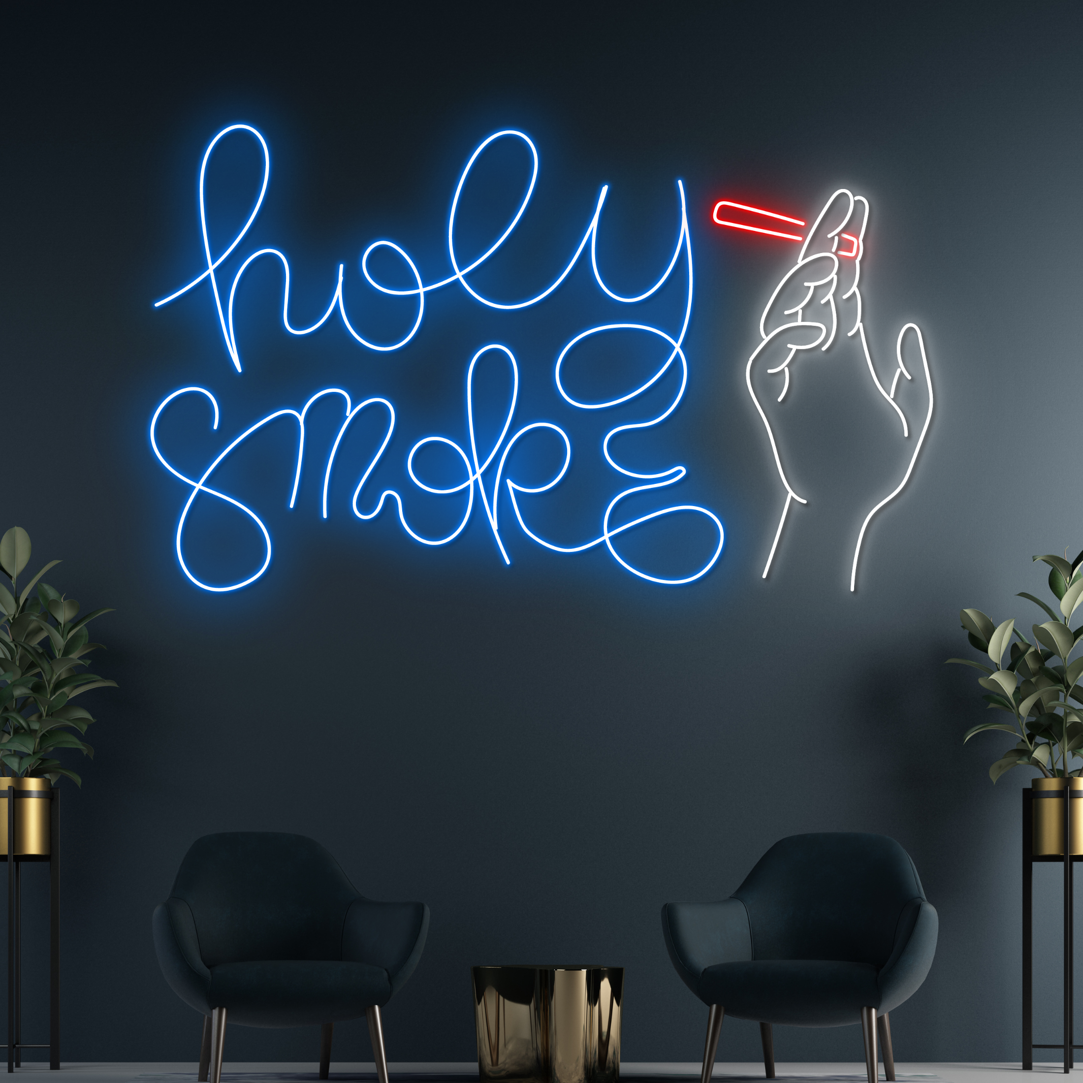 Holy Smoke Neon Sign Cigar Shop Store Signboard Decor