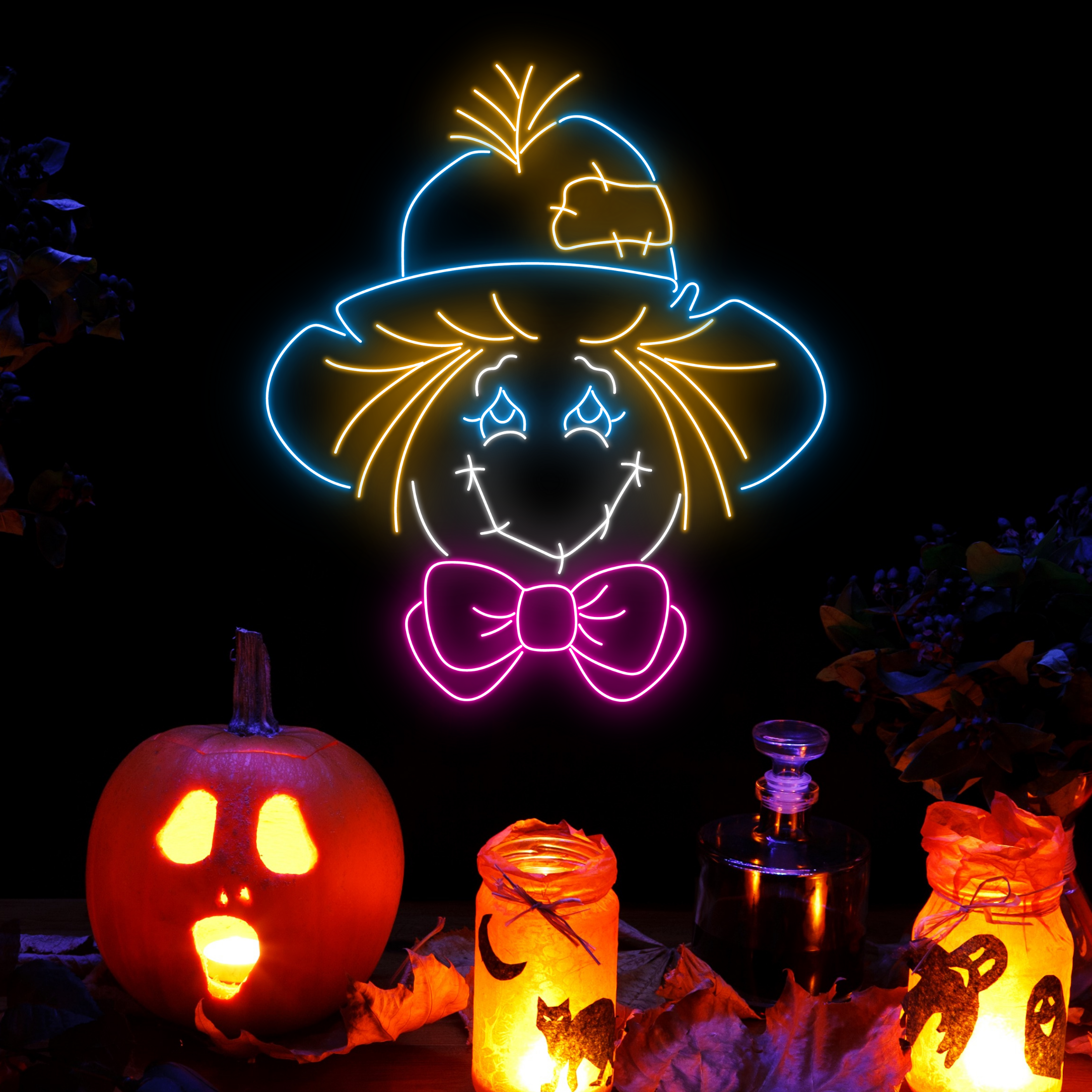 Scarecrow Neon Signs Halloween Long-lasting Lights Decor