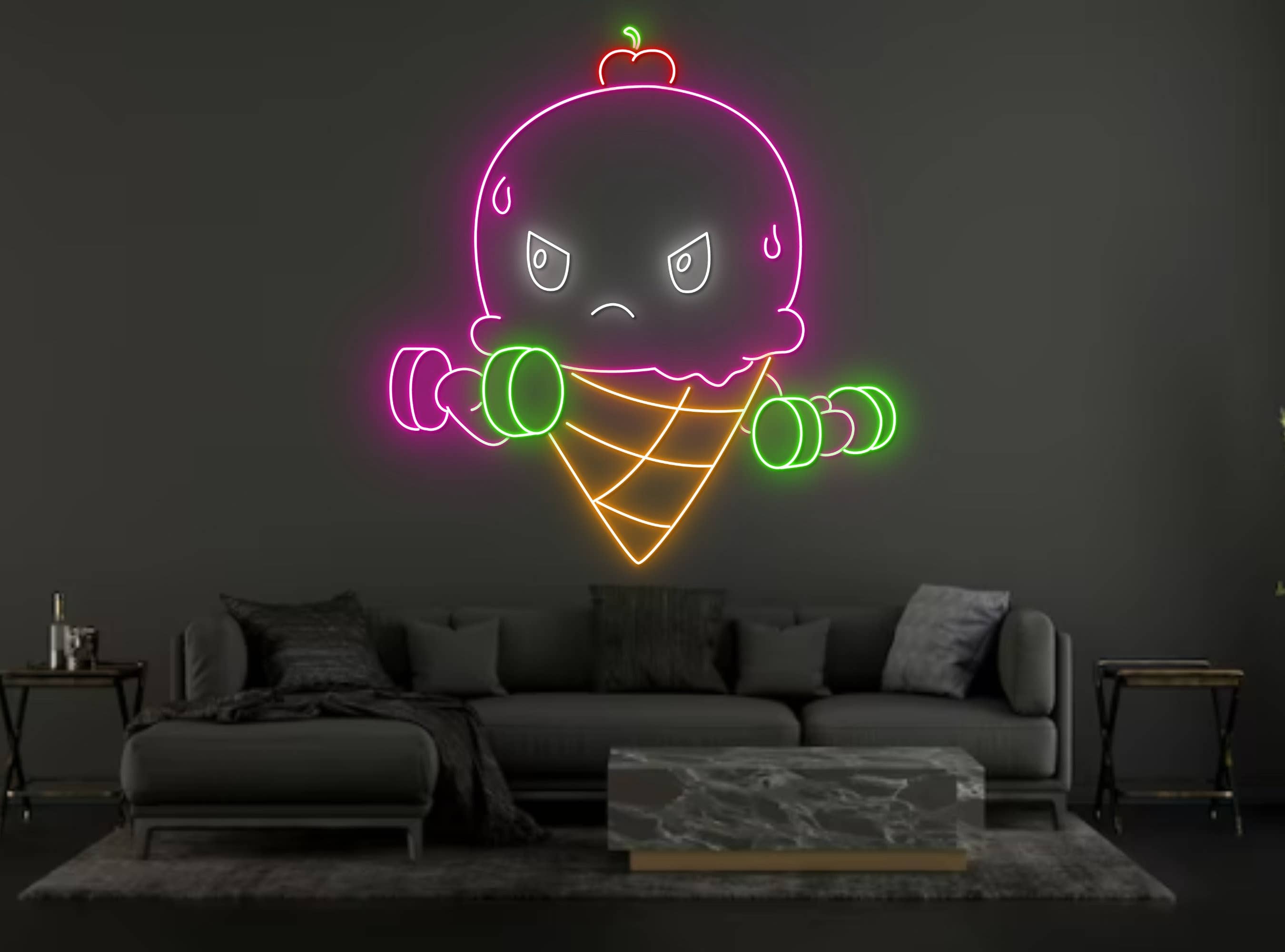 Ice Scream Lift The Weight Neon Sign