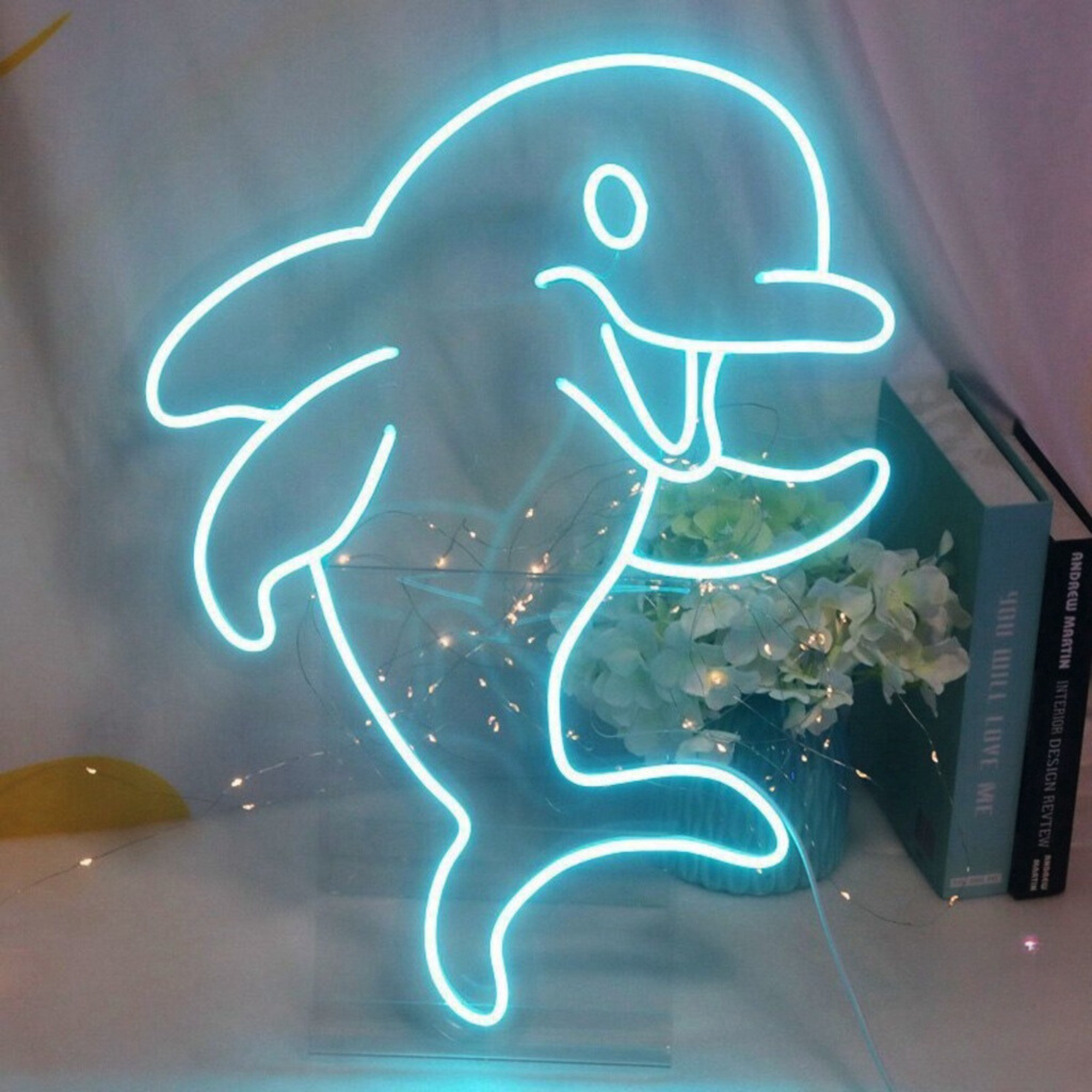 Dolphin Line Neon Sign Dolphin Led Light Fishing Wall Art