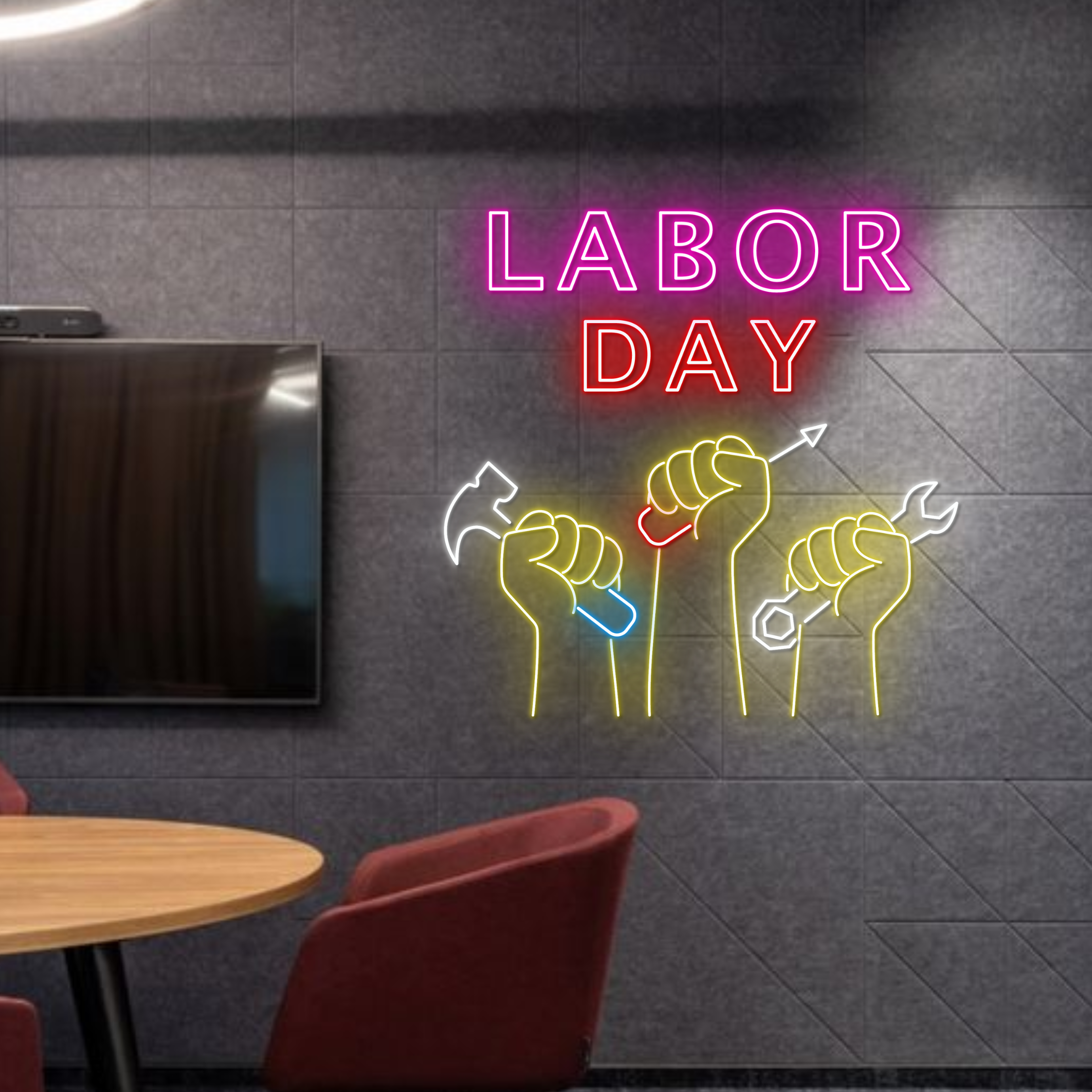 Labor Day Neon Sign Labor Day Office Wall Decor