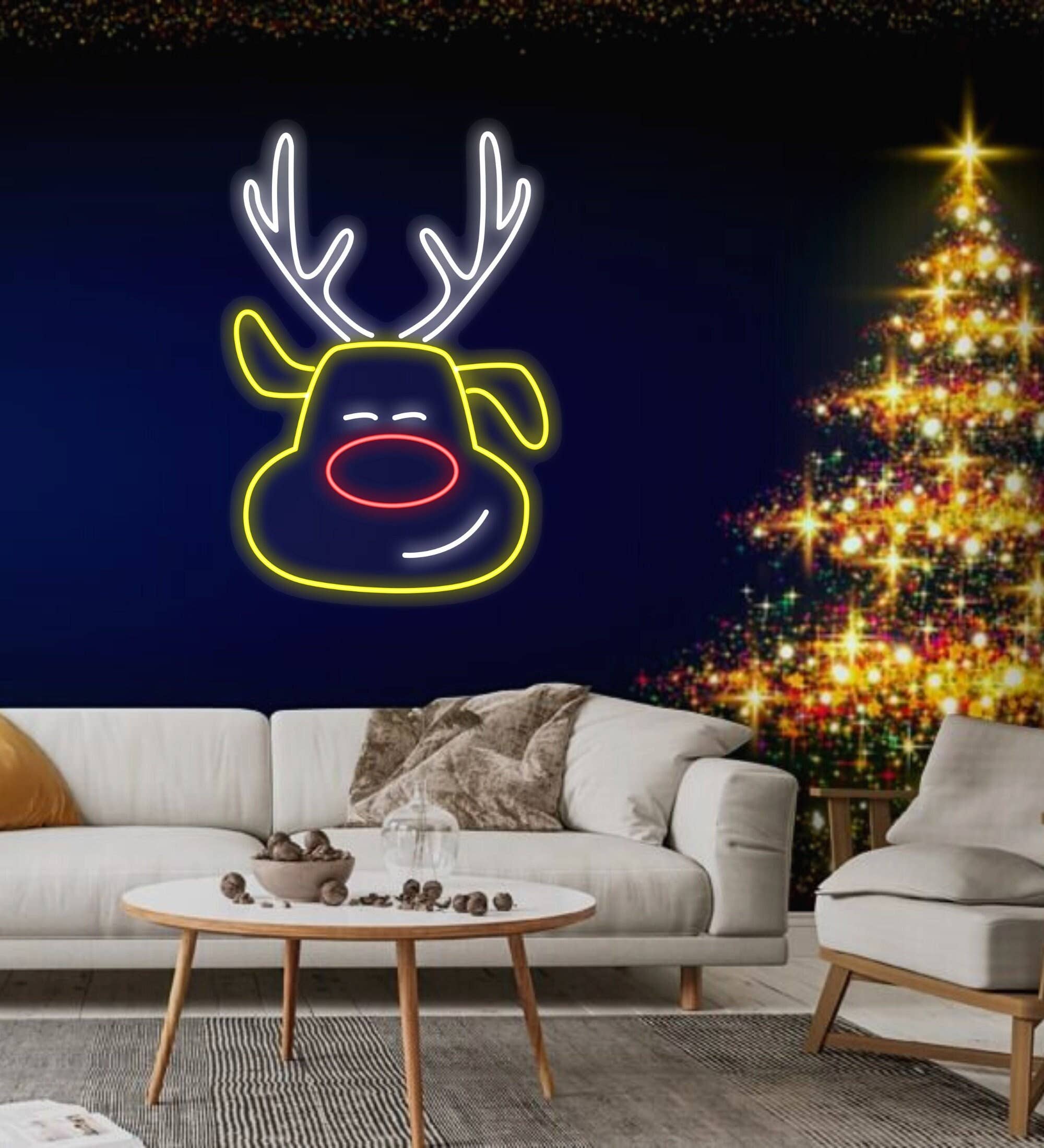 Cute Reindeer Neon Sign for Christmas Decor