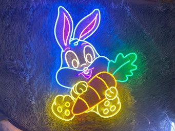 Cute Bunny Rabbit Neon Sign Light Up Wall Decoration