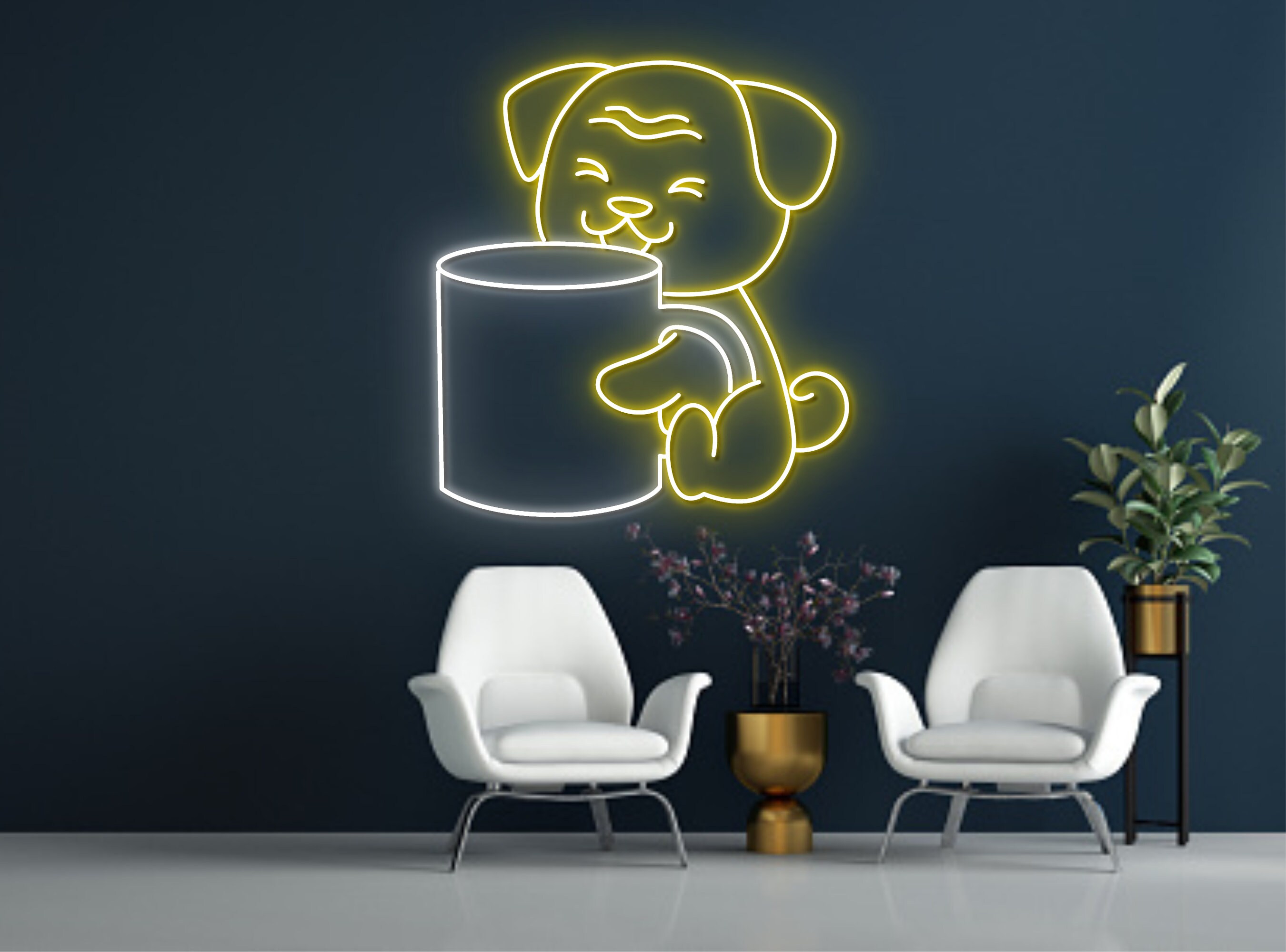 Pug Dog And Coffee Cup Neon Sign Pet Lover Gifts