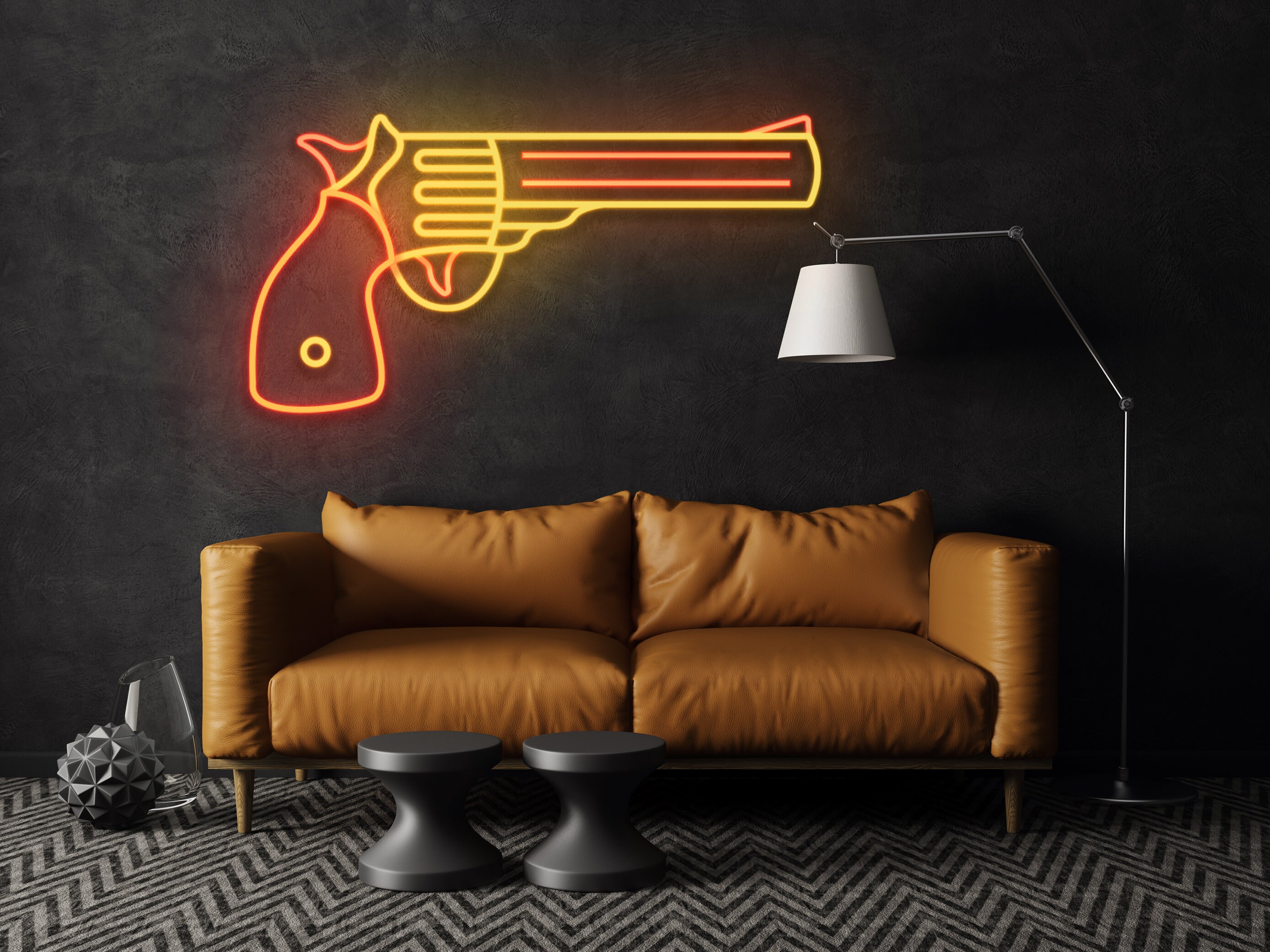 Gun Neon Sign Wall Art Signage