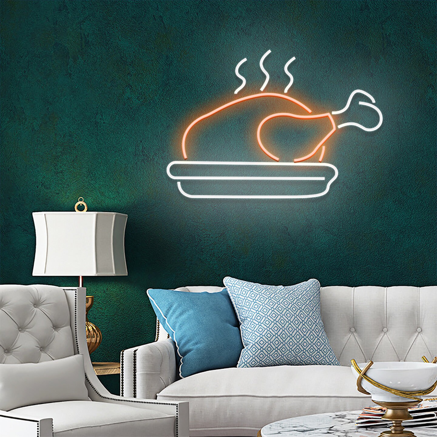 Chicken On The Plate Neon Sign Wall Art Signage