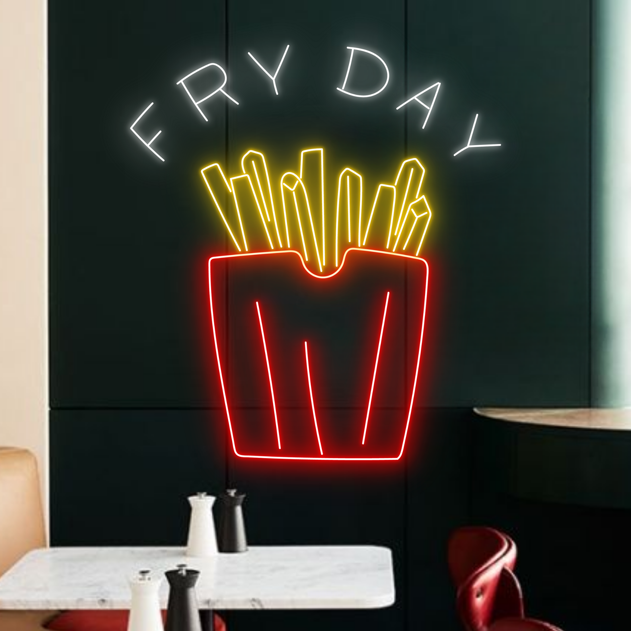 Fry Day Neon Signs French Fries Fast Food Restaurant Decor