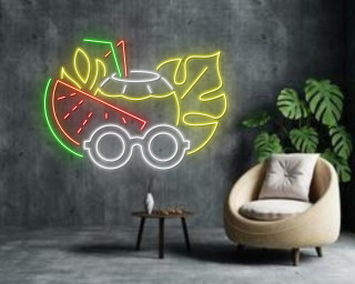 Summer Coconut Beach Fruits Drinks Neon Sign