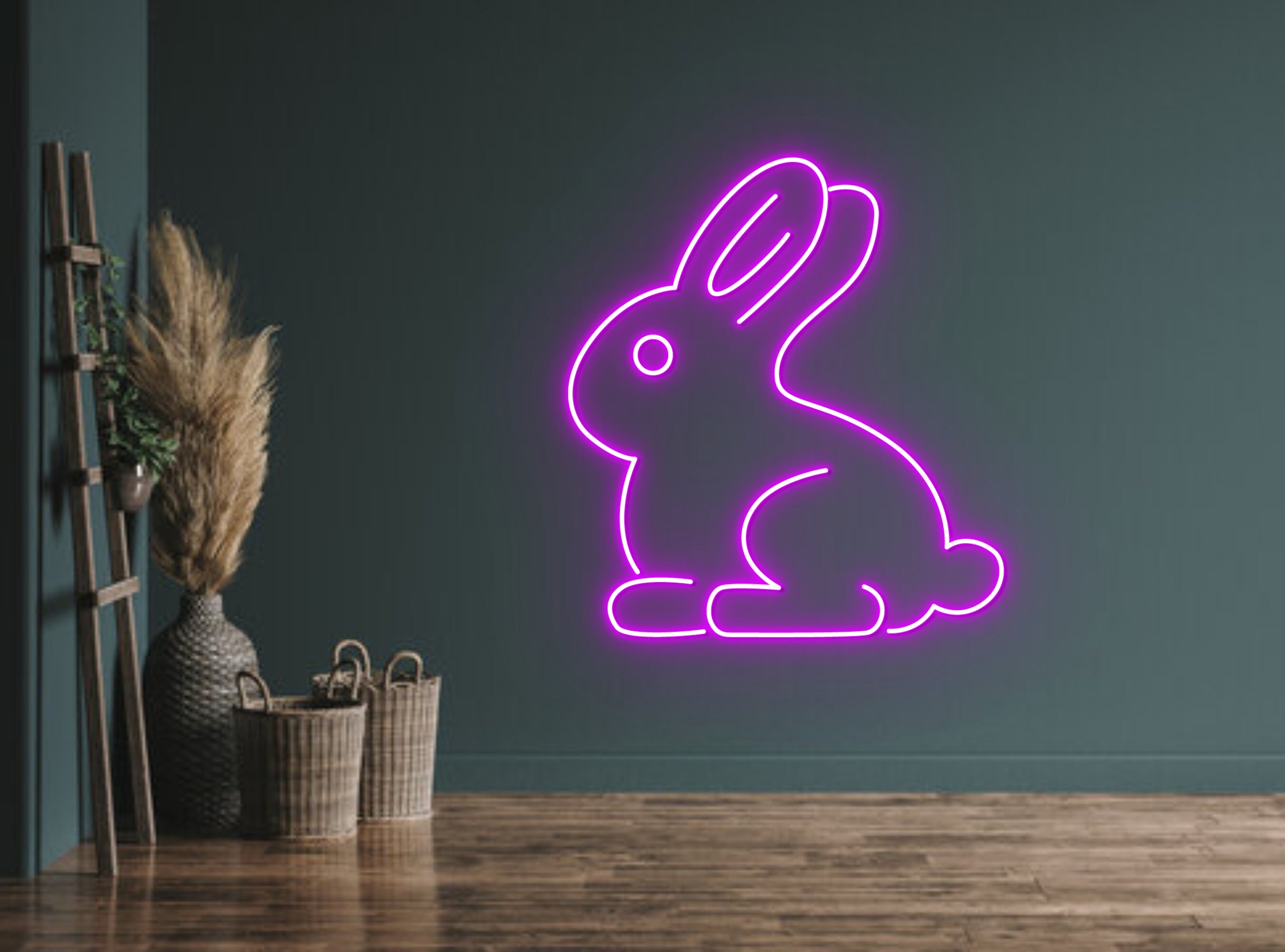Cute Bunny Rabbit Neon Sign Hanging Sign Wall Art