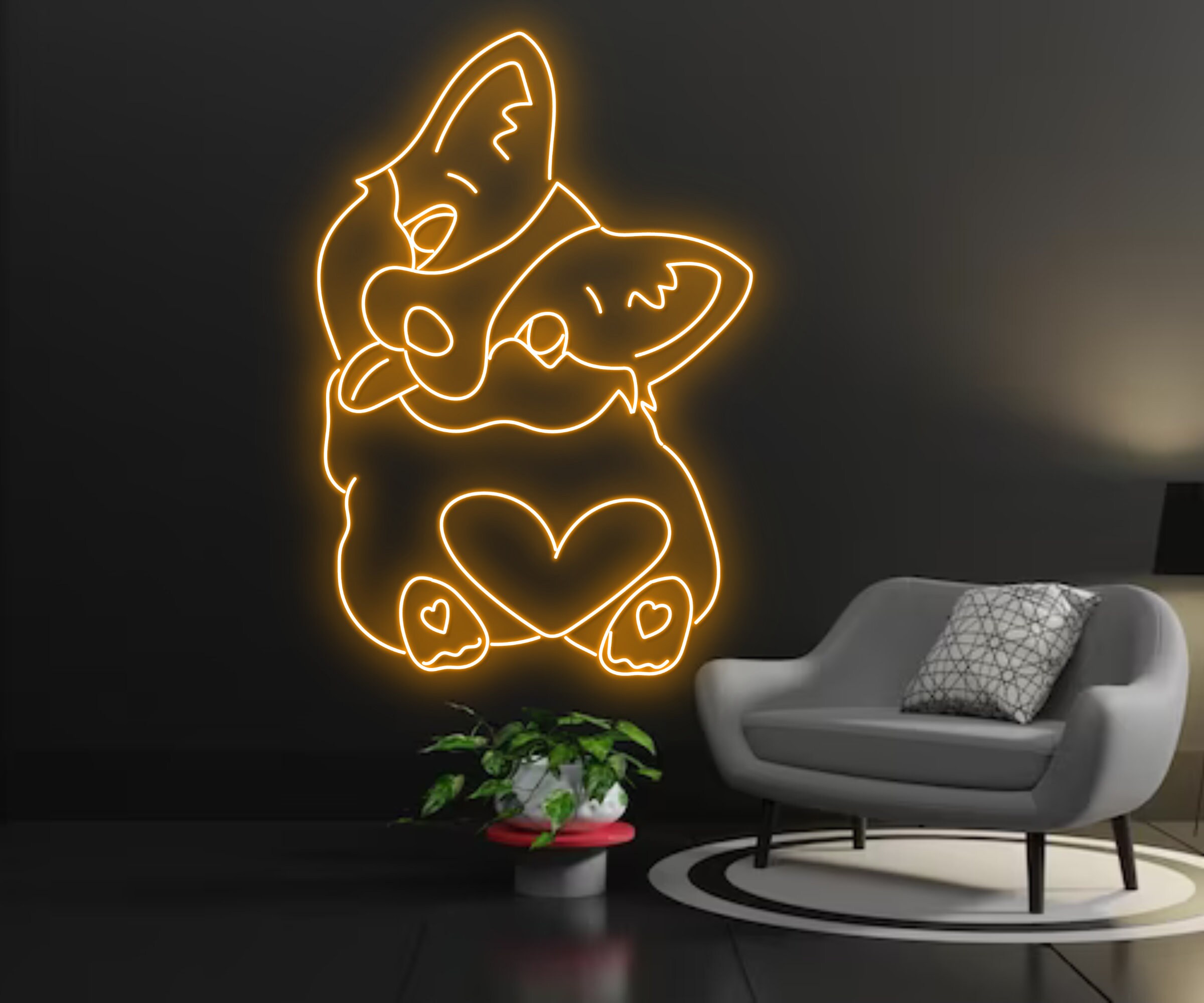 Cute Corgi Butt Neon Sign Animal Lover Gift