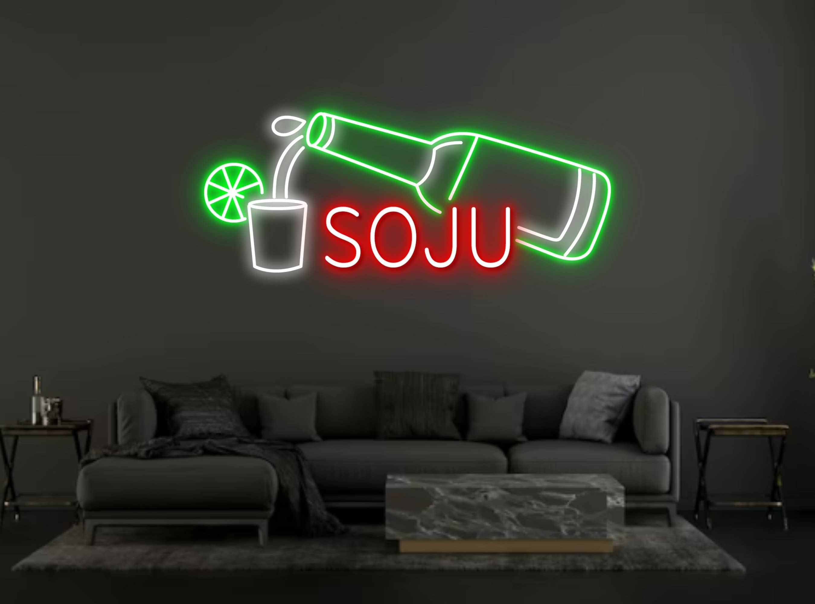 SoJu Bottle Neon Sign Korea Restaurant Wall Decor
