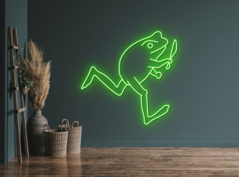 Chibi Frog Hold Knife Neon Sign