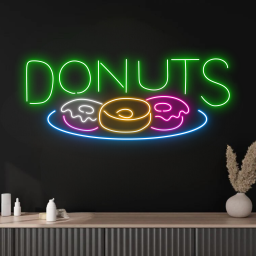 Donut Plate Neon Sign Bakery Donut Store Wall Art Decor