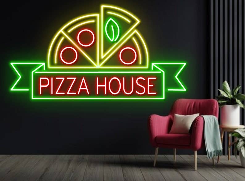 Pizza Slide Neon Sign Decor Pizza Restaurant