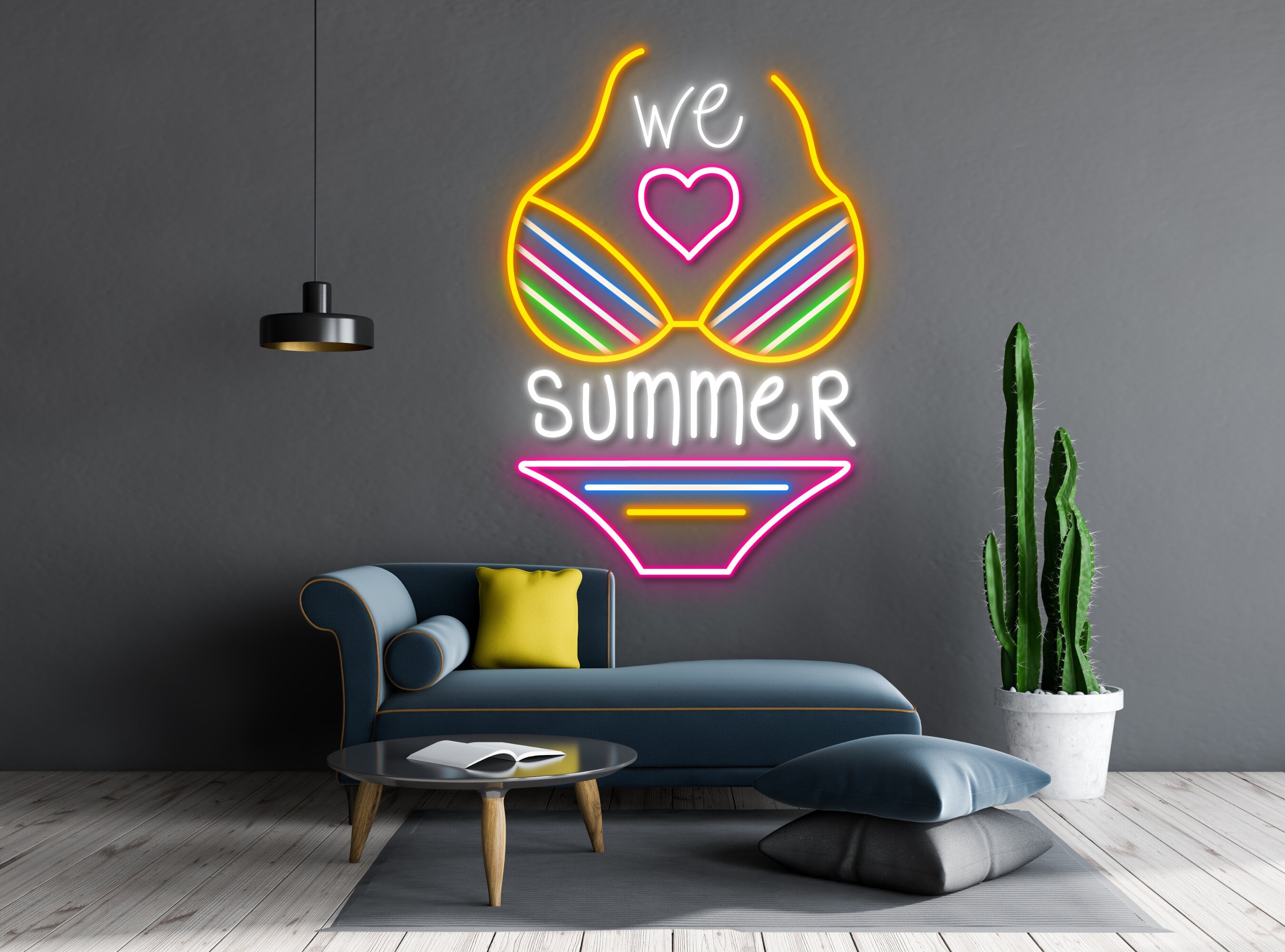 Summer Sexy Bikini Line Art Woman Neon Sign