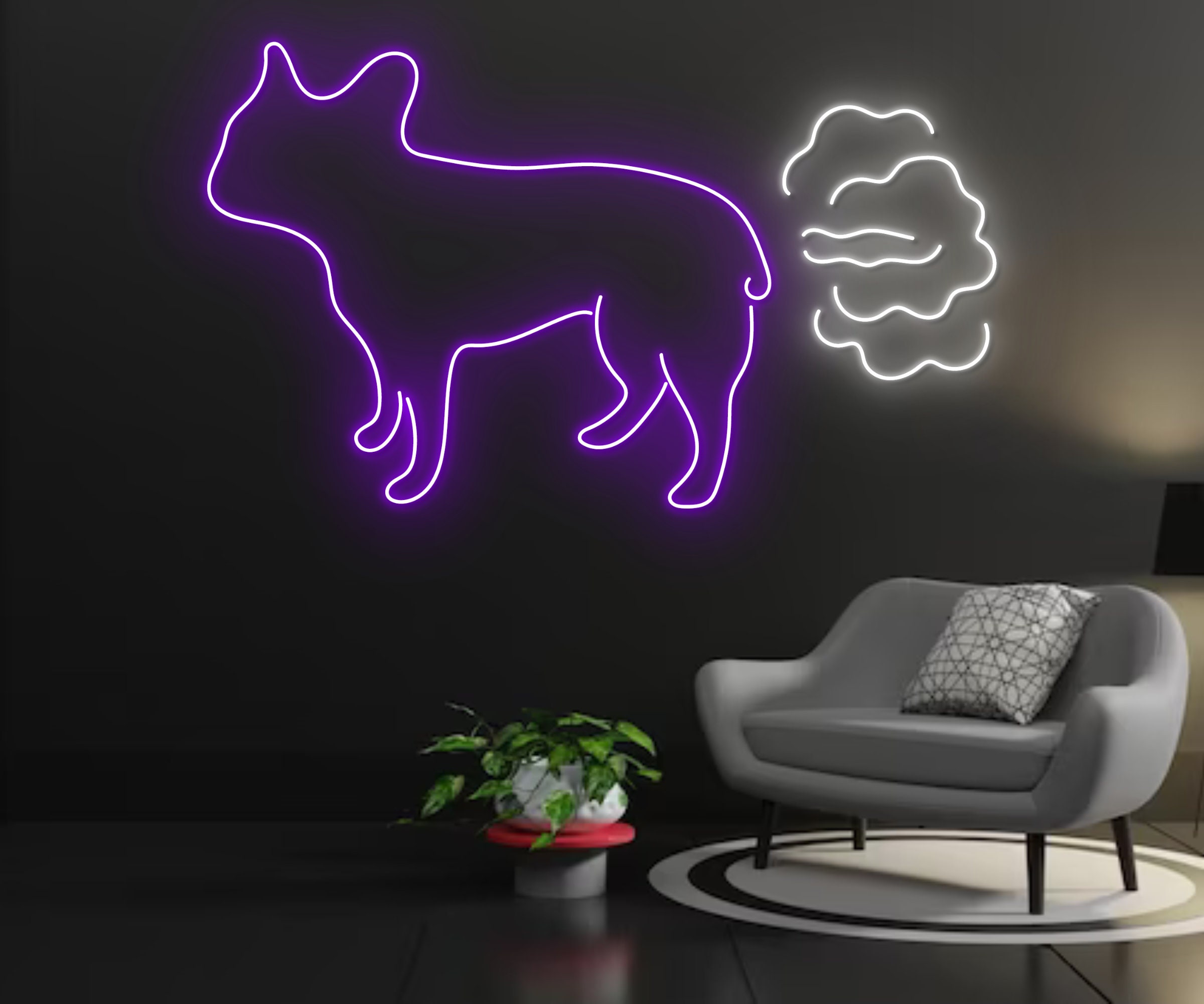 Farting Pug French Bulldog Neon Sign Decor Gift