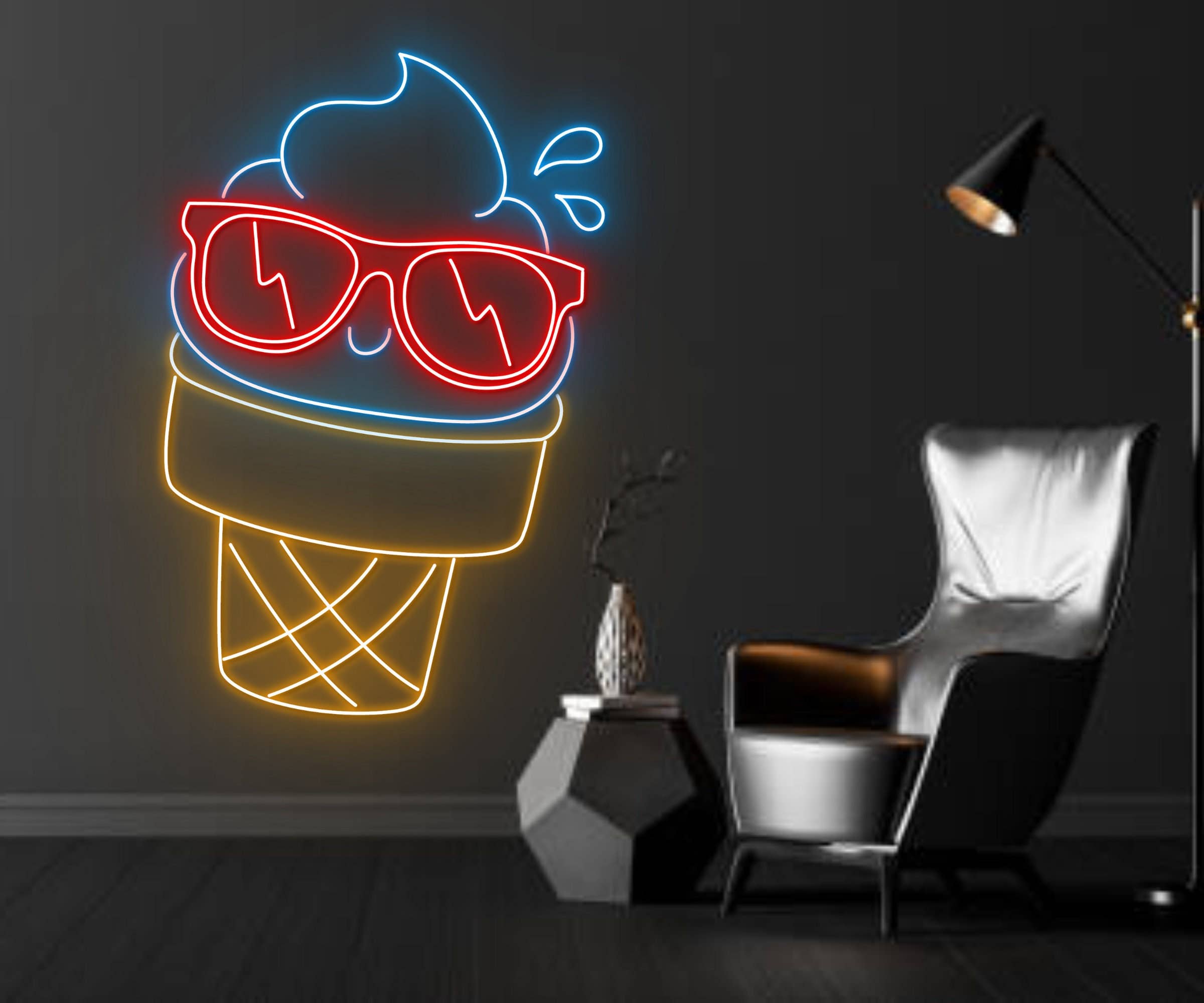 Ice Cream Glasses Neon Sign Ice Cream Parlor Wall Decor