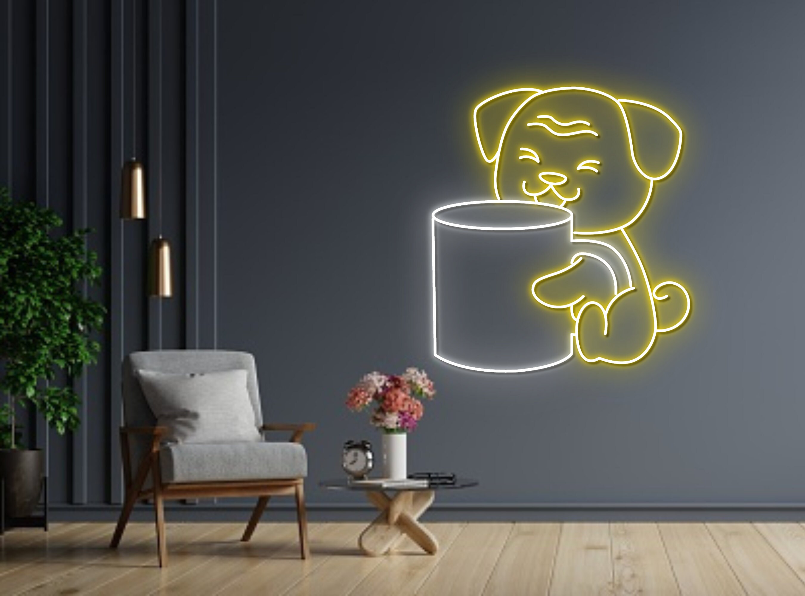 Pug Dog And Coffee Cup Neon Sign Pet Lover Gifts
