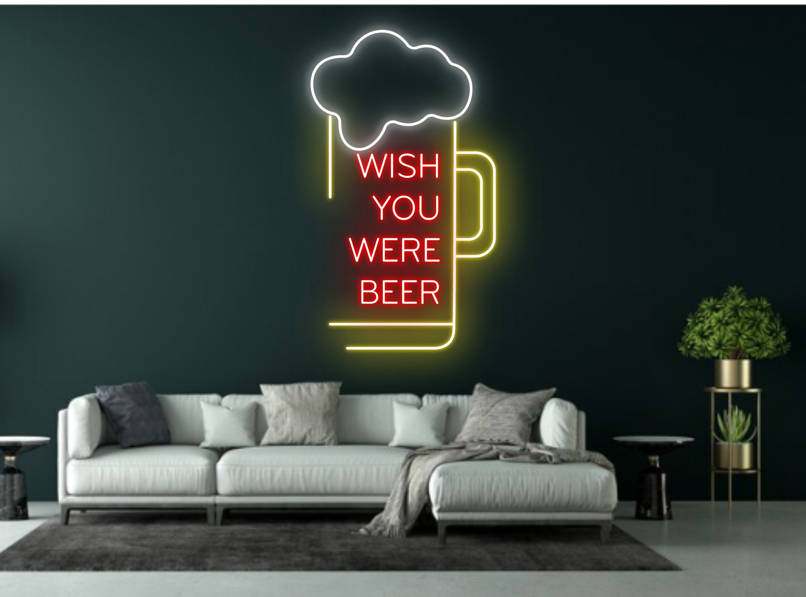 Wish You Were Beer Neon Sign