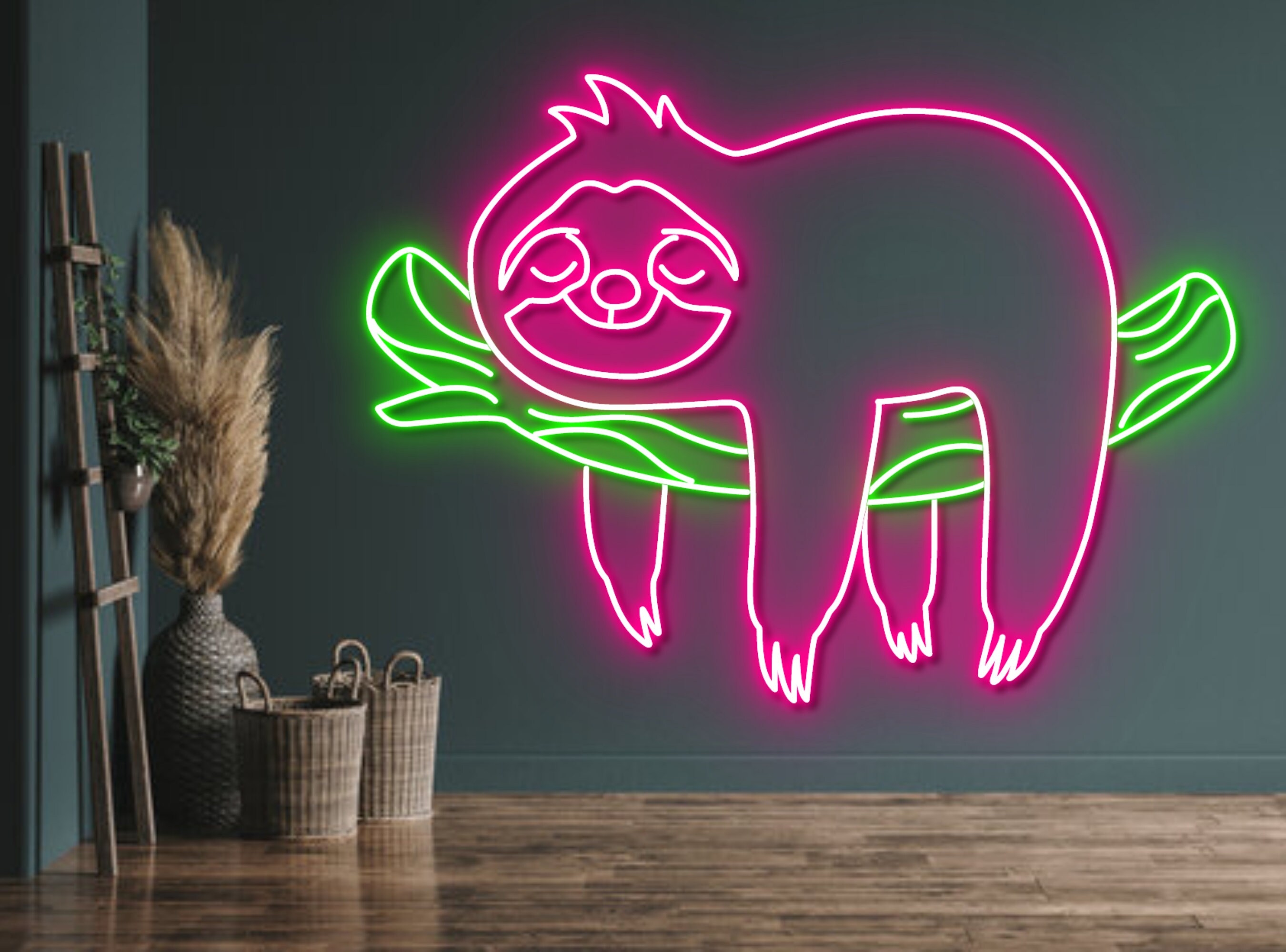 Sloth Lying On Tree Neon Sign Pet Lover Gifts