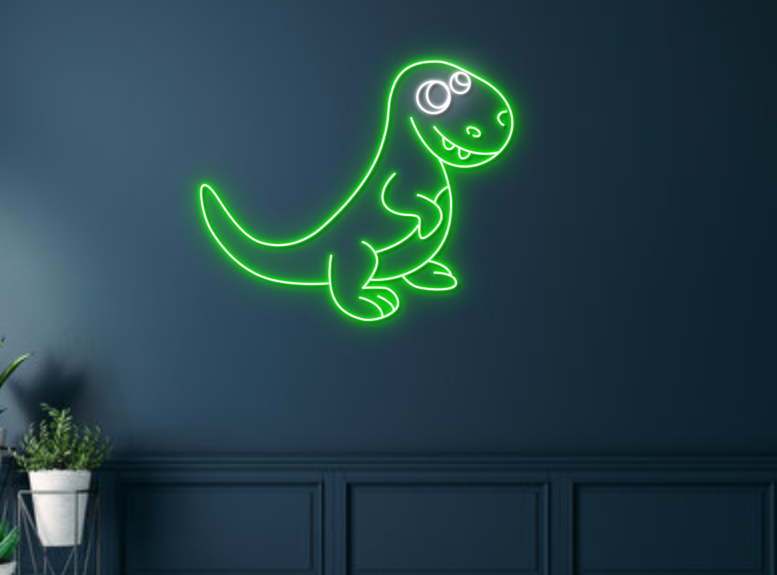 Chibi Cartoon Dinosaur Neon Sign Hanging Sign Wall Art