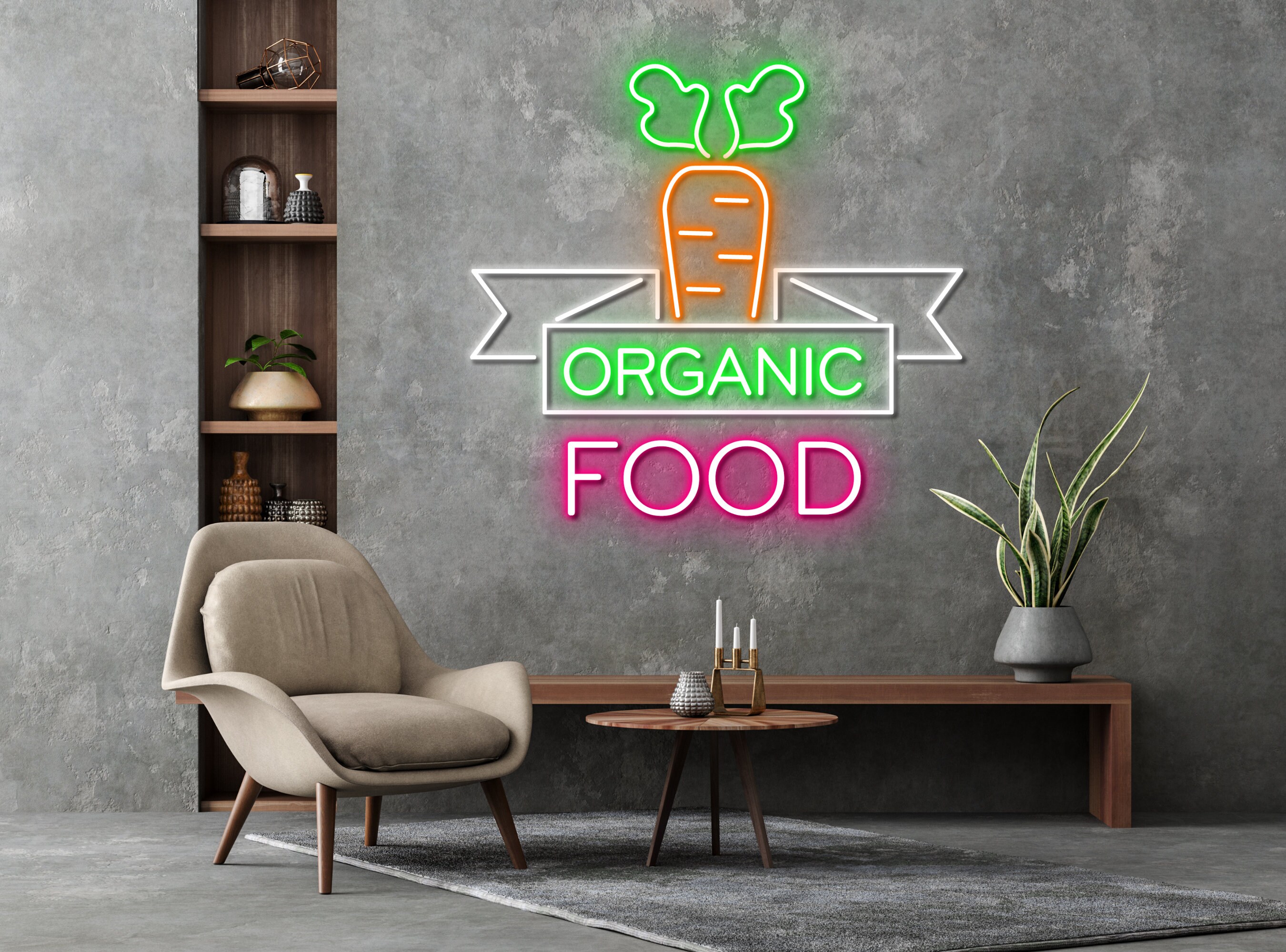 Carrot Organic Food Neon Sign
